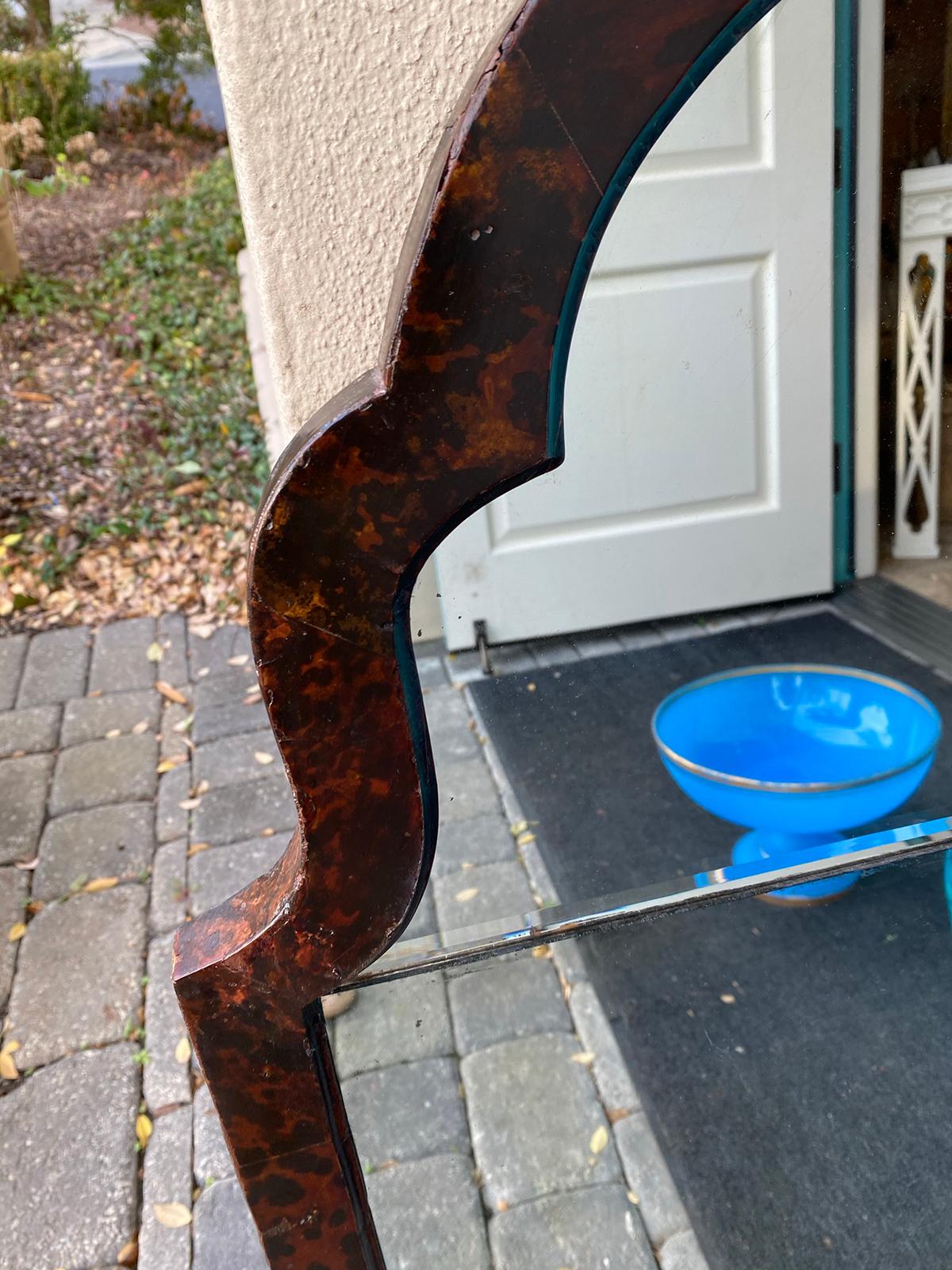 19th-20th Century Queen Anne Style Maybe Faux Tortoise Shell Mirror In Good Condition In Atlanta, GA