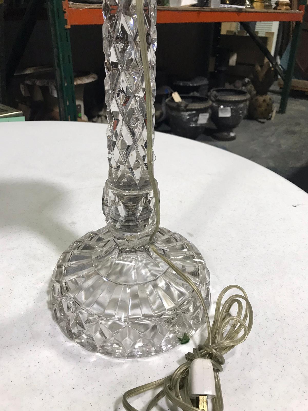 19th-20th Century Quilted Glass Lamp with Oil Font For Sale 4