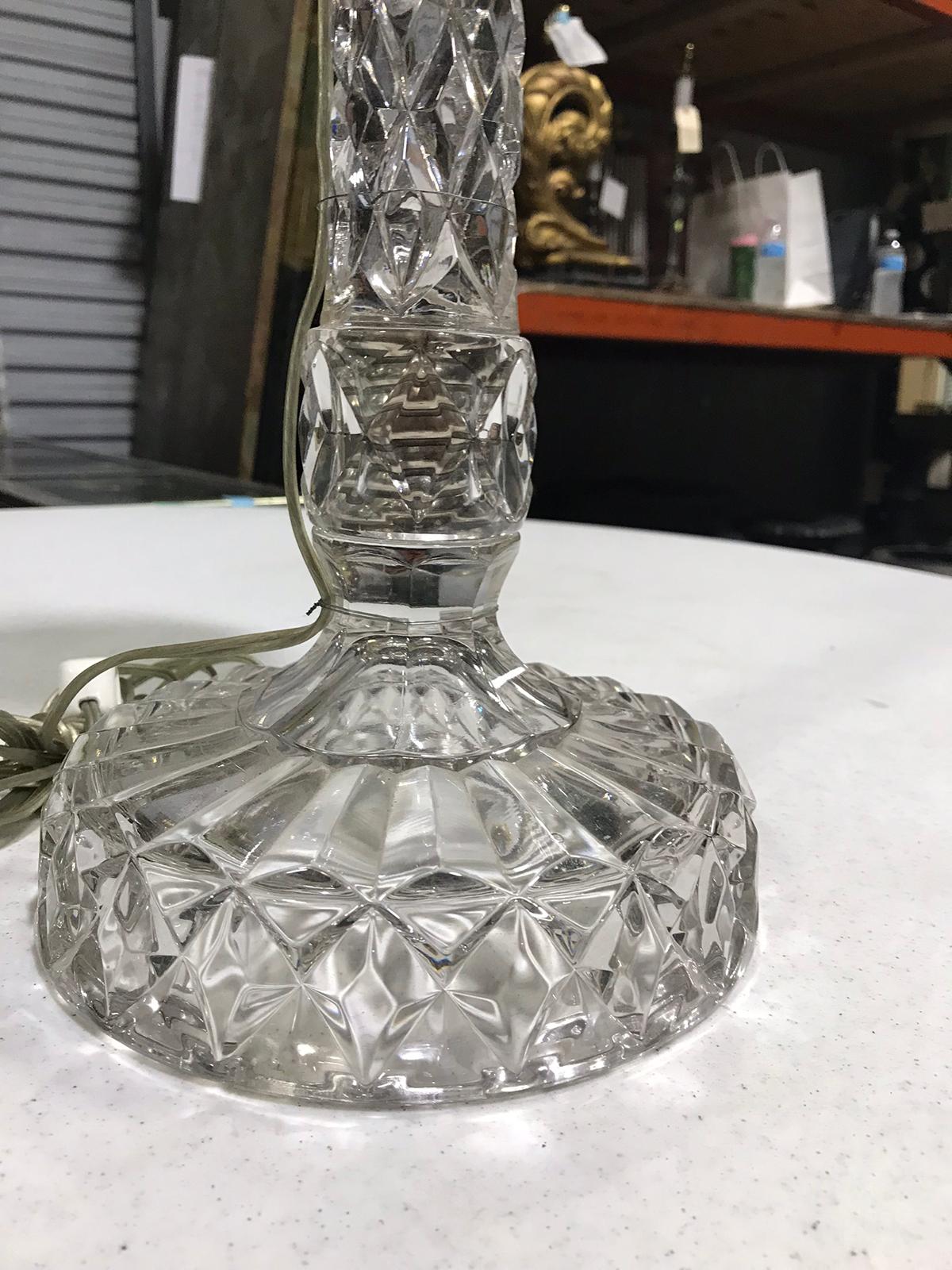 19th-20th Century Quilted Glass Lamp with Oil Font For Sale 6