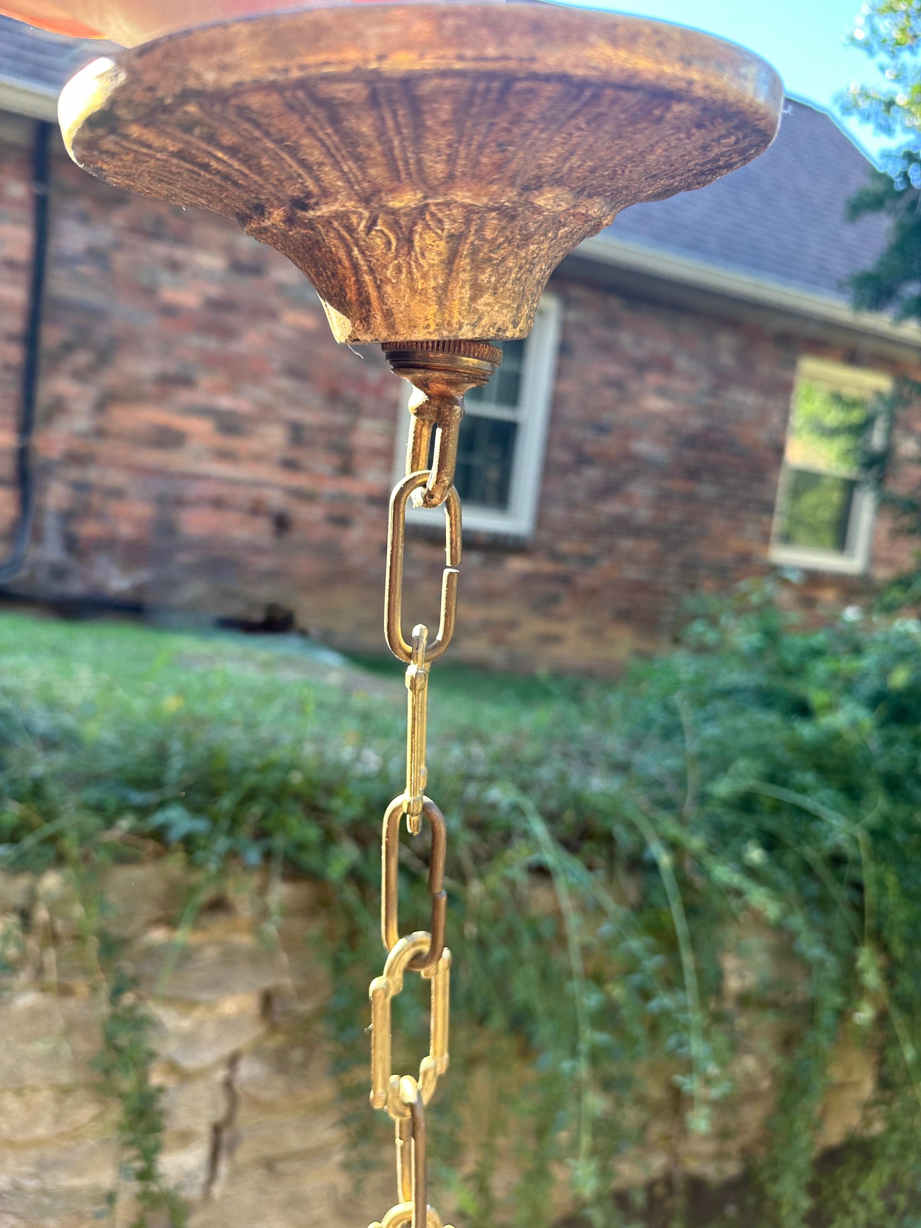 Laiton Lustre en bronze et verre de style Art Déco du 20e siècle en vente