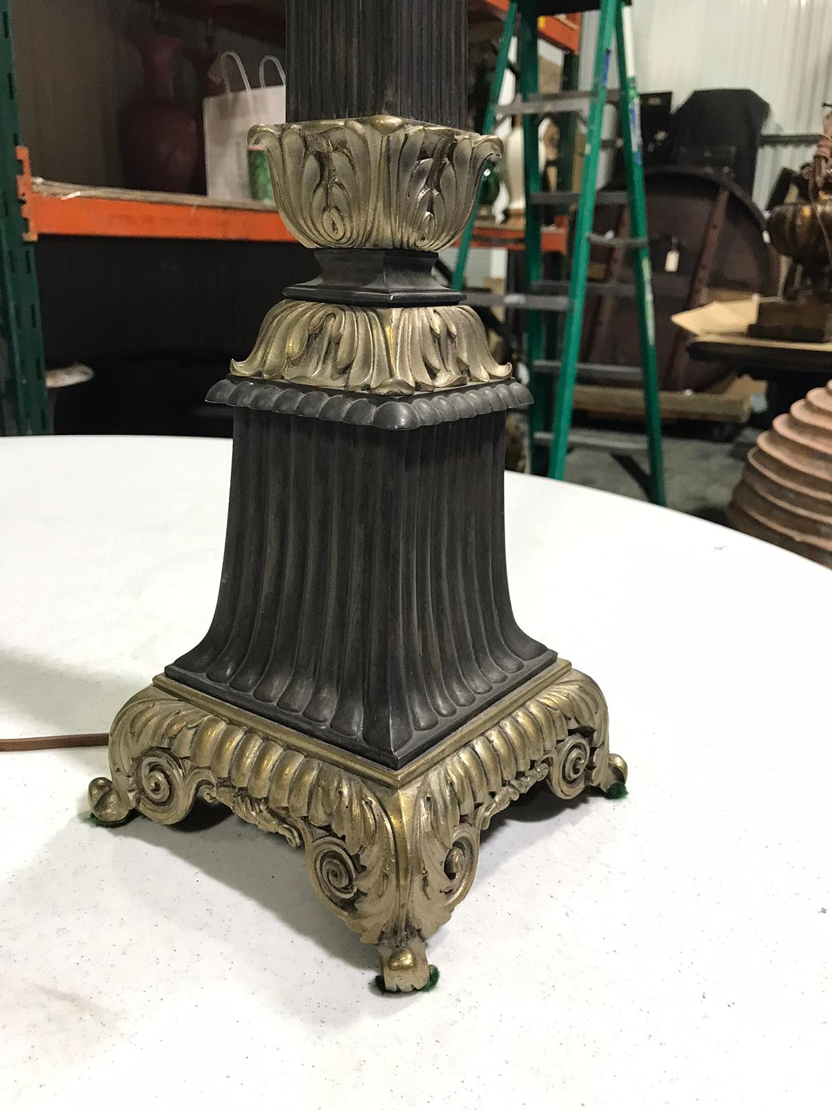 19th-20th Century Regency Style Bronze Column Lamp For Sale 7