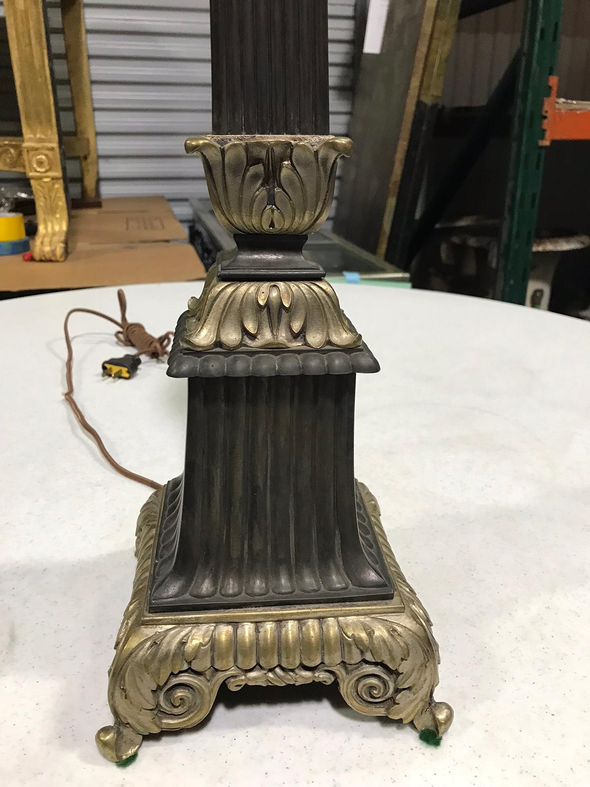 19th-20th Century Regency Style Bronze Column Lamp For Sale 8
