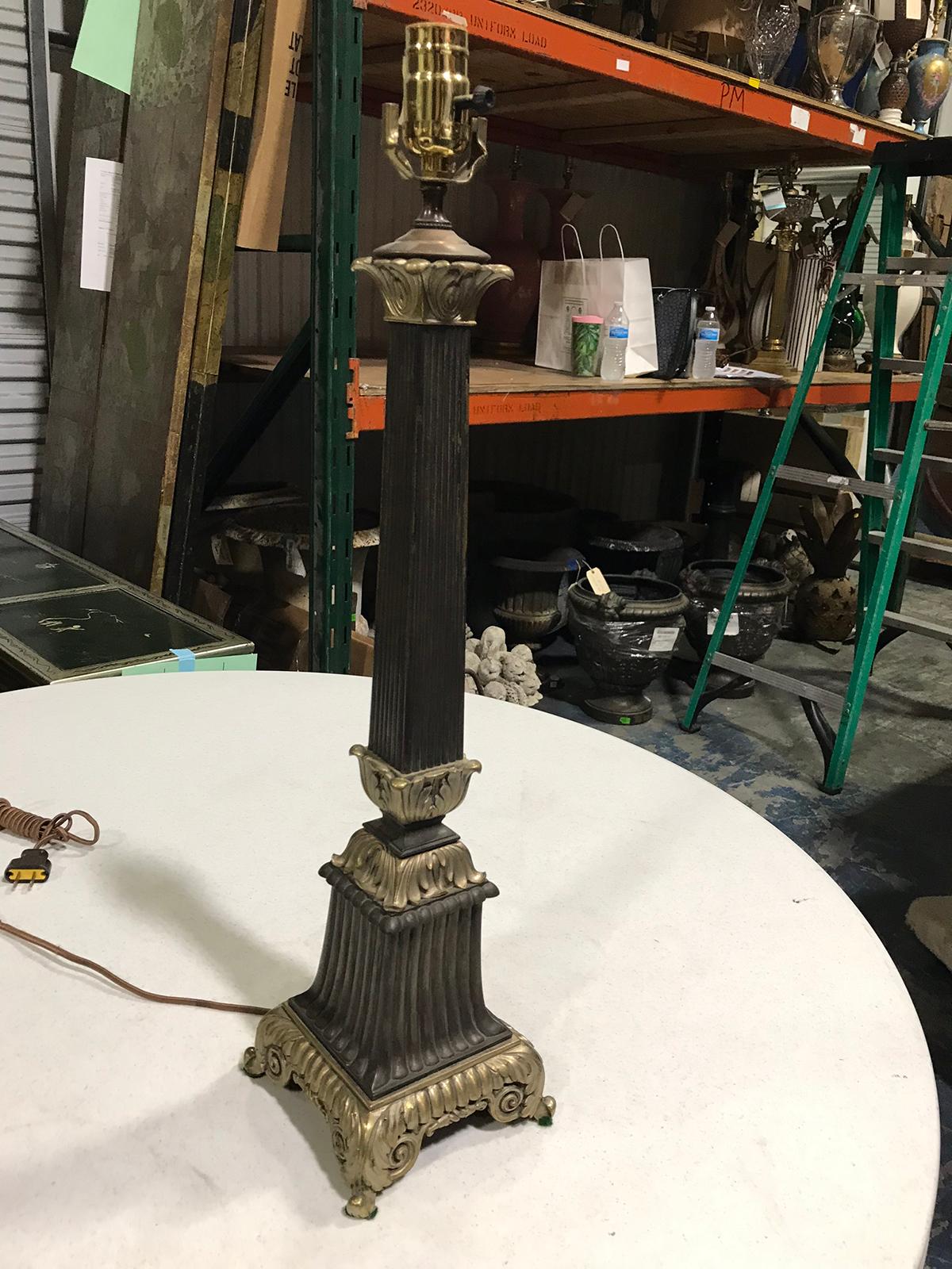 19th-20th Century Regency Style Bronze Column Lamp In Good Condition For Sale In Atlanta, GA