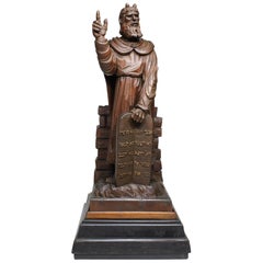 19th-20th Century Renaissance Carved Wood Judica Figure of Michelangelo's Moses