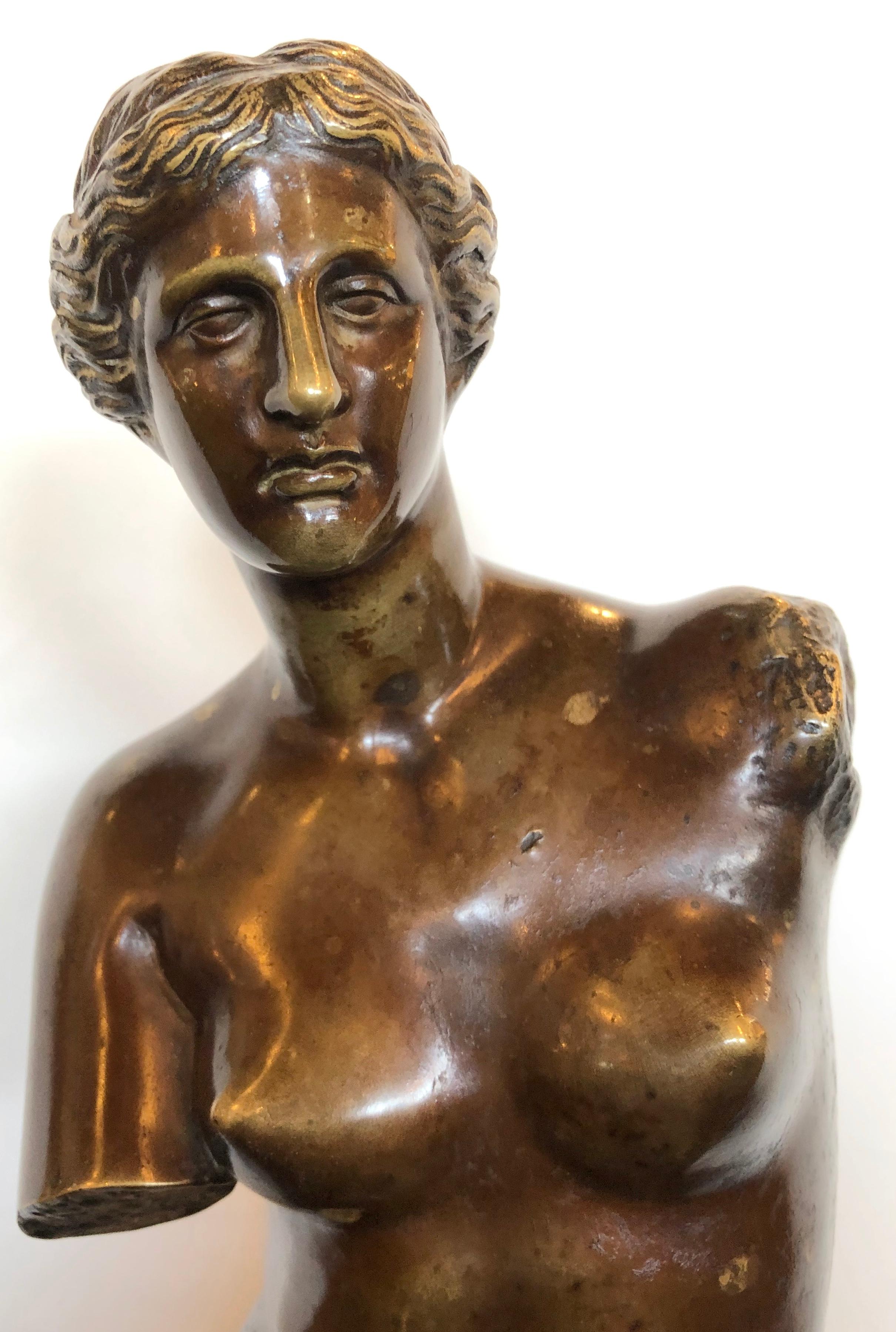 Neoclassical 19th-20th Century Ron Sauvage Signed Bronze Statue Venus De Milo
