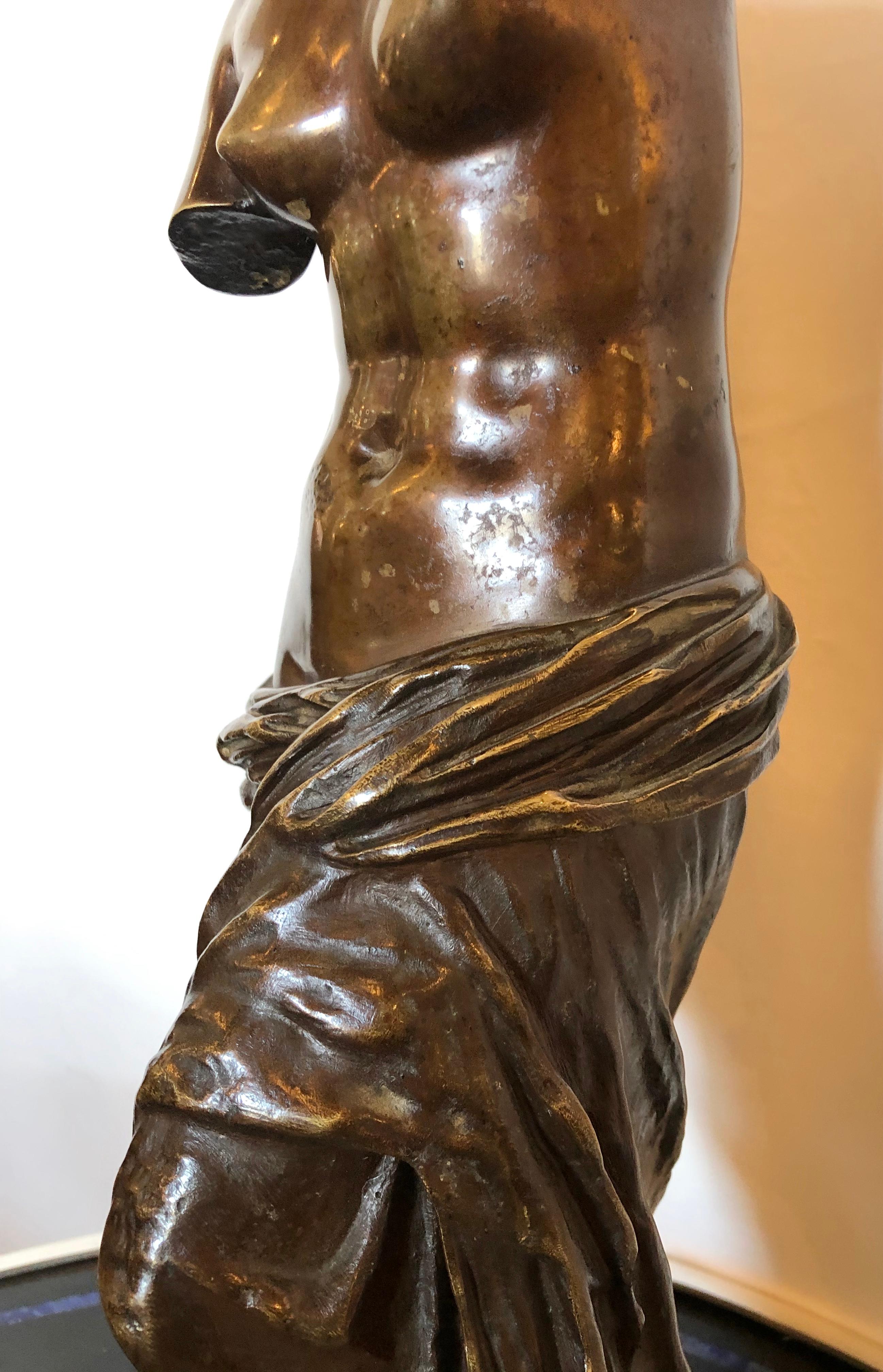 19th-20th Century Ron Sauvage Signed Bronze Statue Venus De Milo In Good Condition In Manhasset, NY