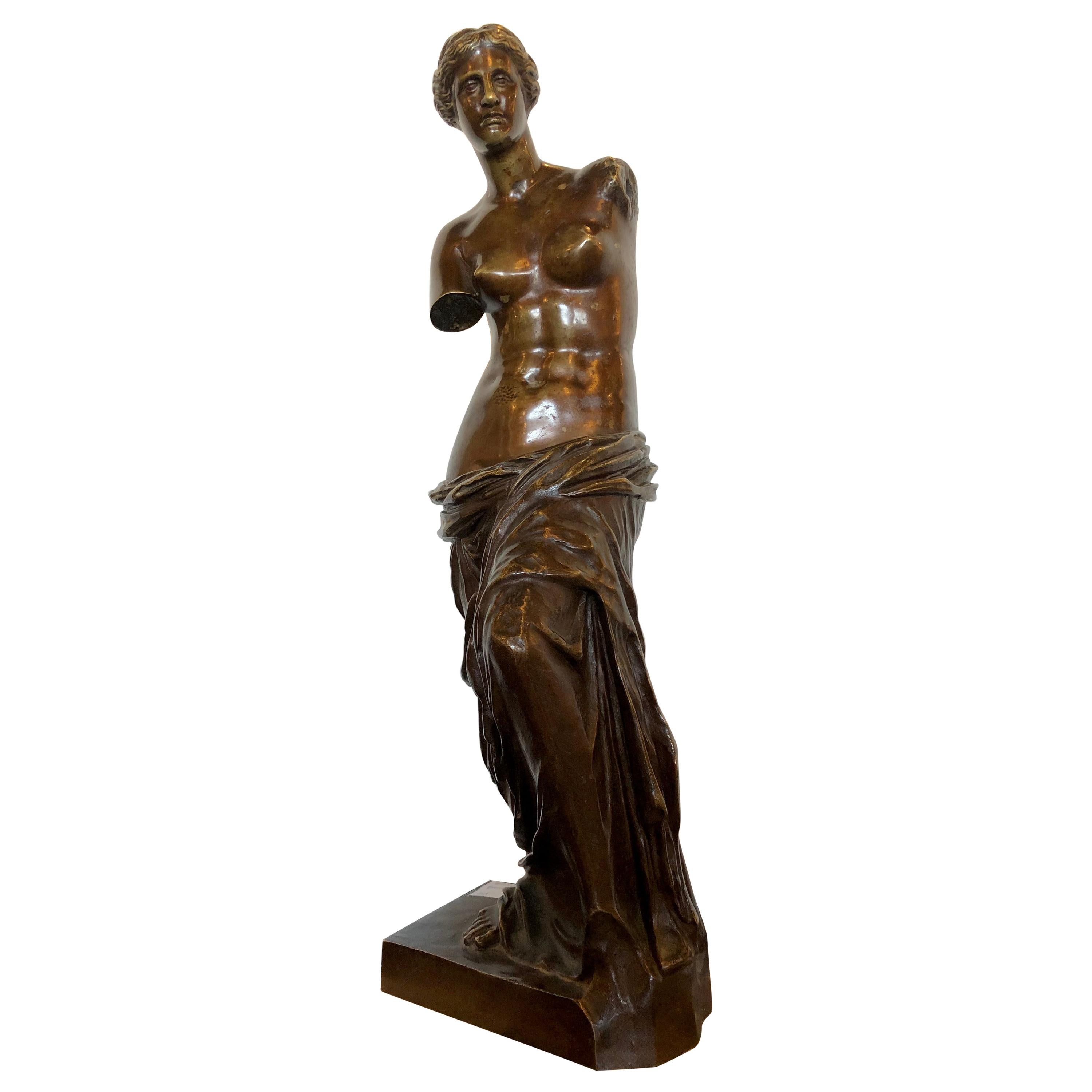 19th-20th Century Ron Sauvage Signed Bronze Statue Venus De Milo