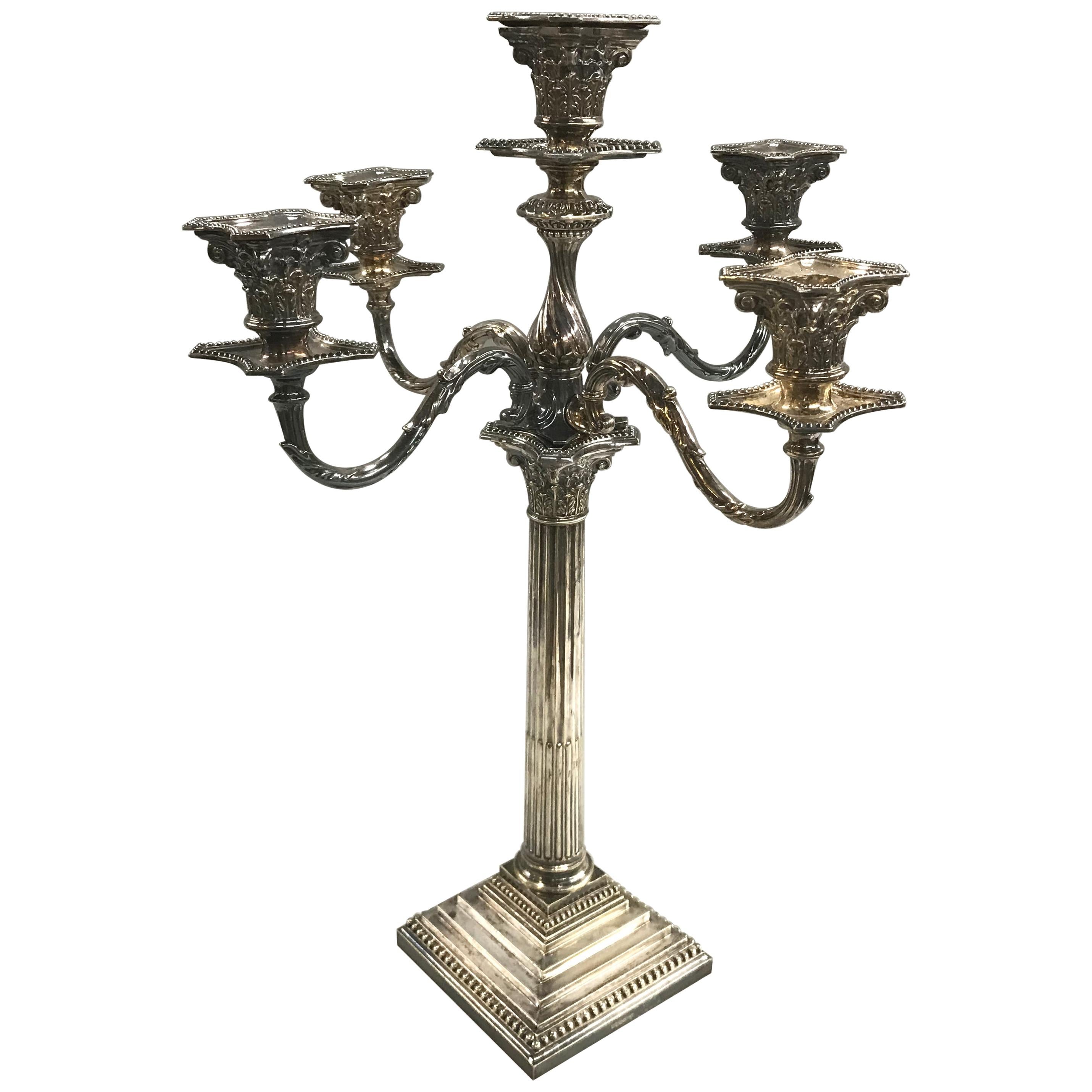 19th-20th Century Sheffield Five-Light Candelabrum by Hawksworth, Eyre & Co