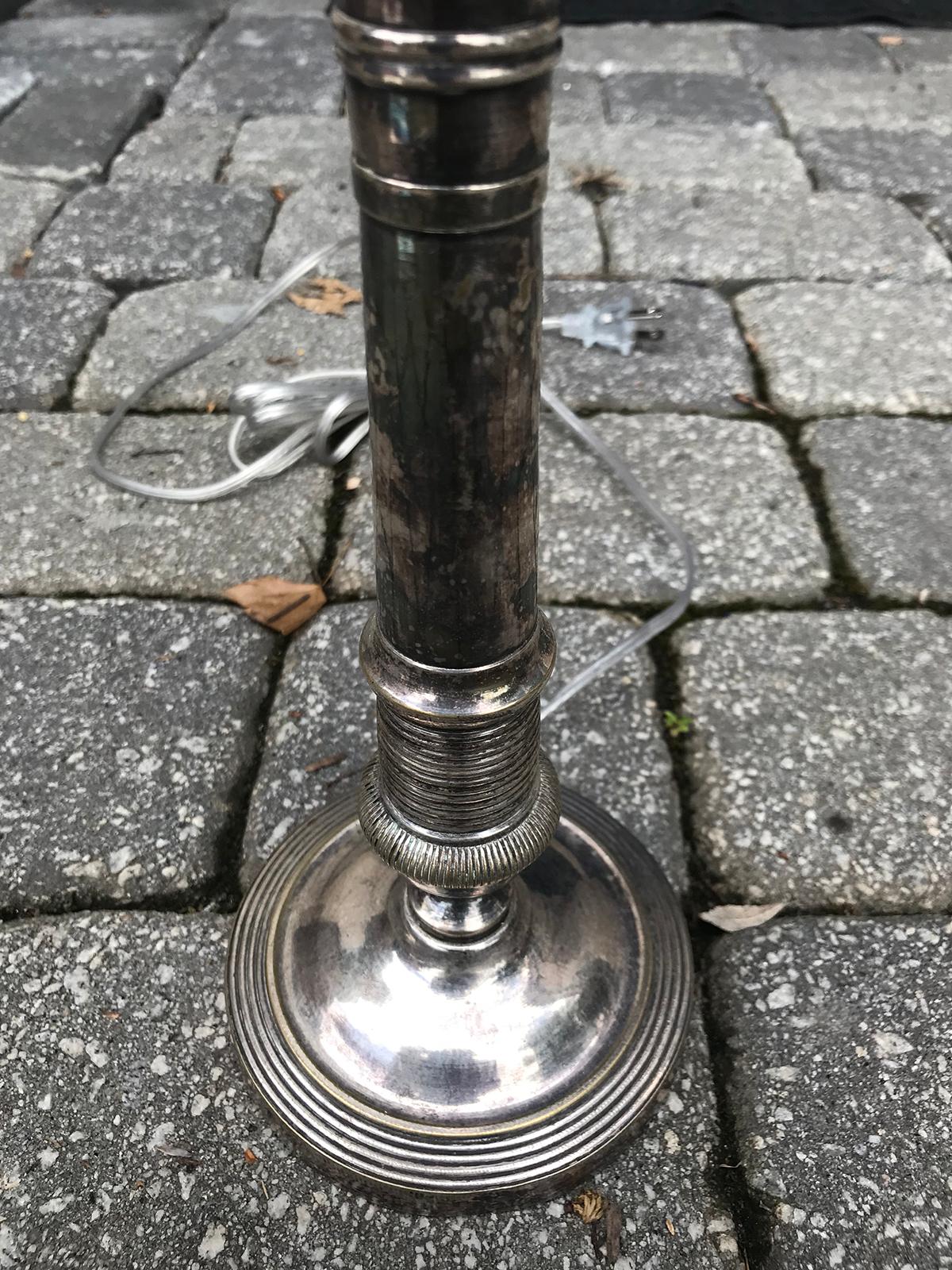 19th Century 19th-20th Century Silver Candlestick as Lamp