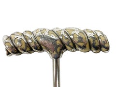 19th/20th Century Silver Overlaid Rope-Twist Carved Ivory Handled Corkscrew