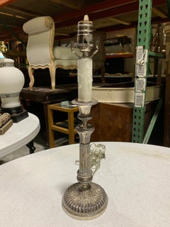 19th-20th Century Silver Plate Candlestick as Lamp