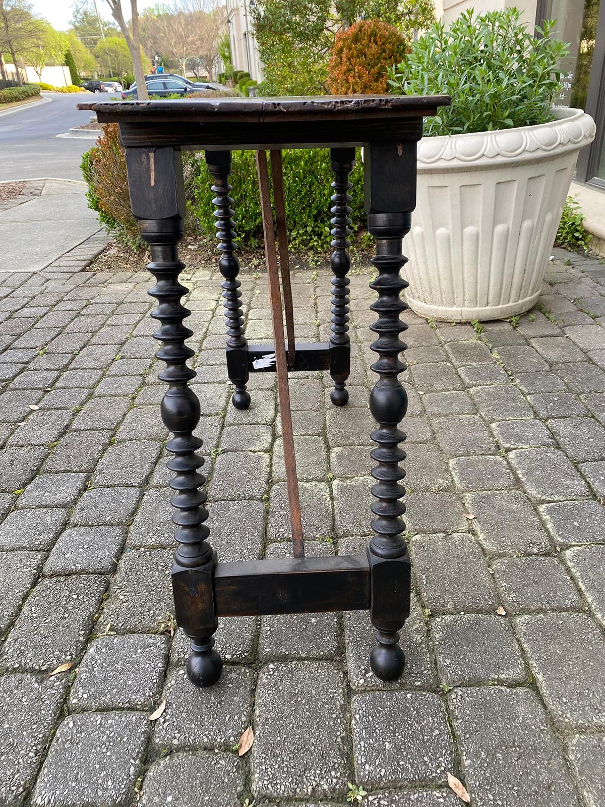 19th-20th Century Spanish Side Table with Iron Stretcher 1