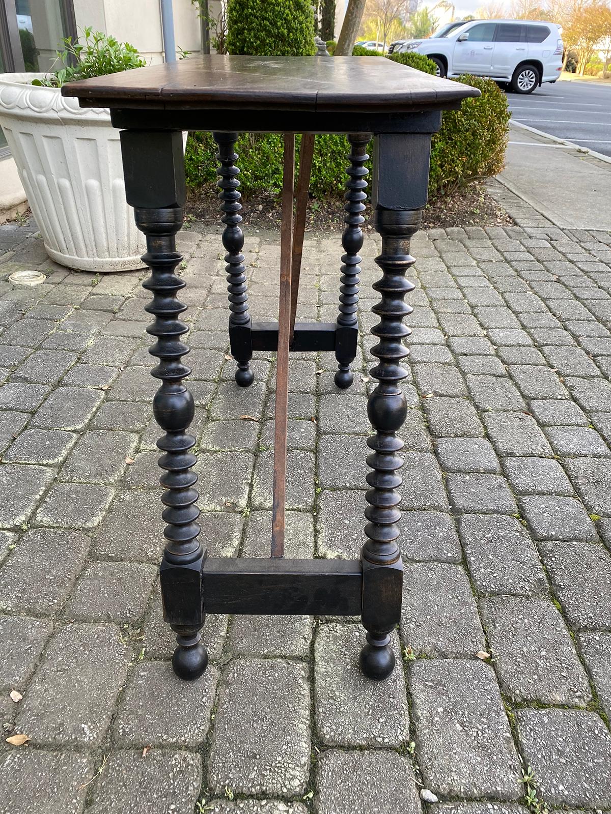 19th-20th Century Spanish Side Table with Iron Stretcher 4