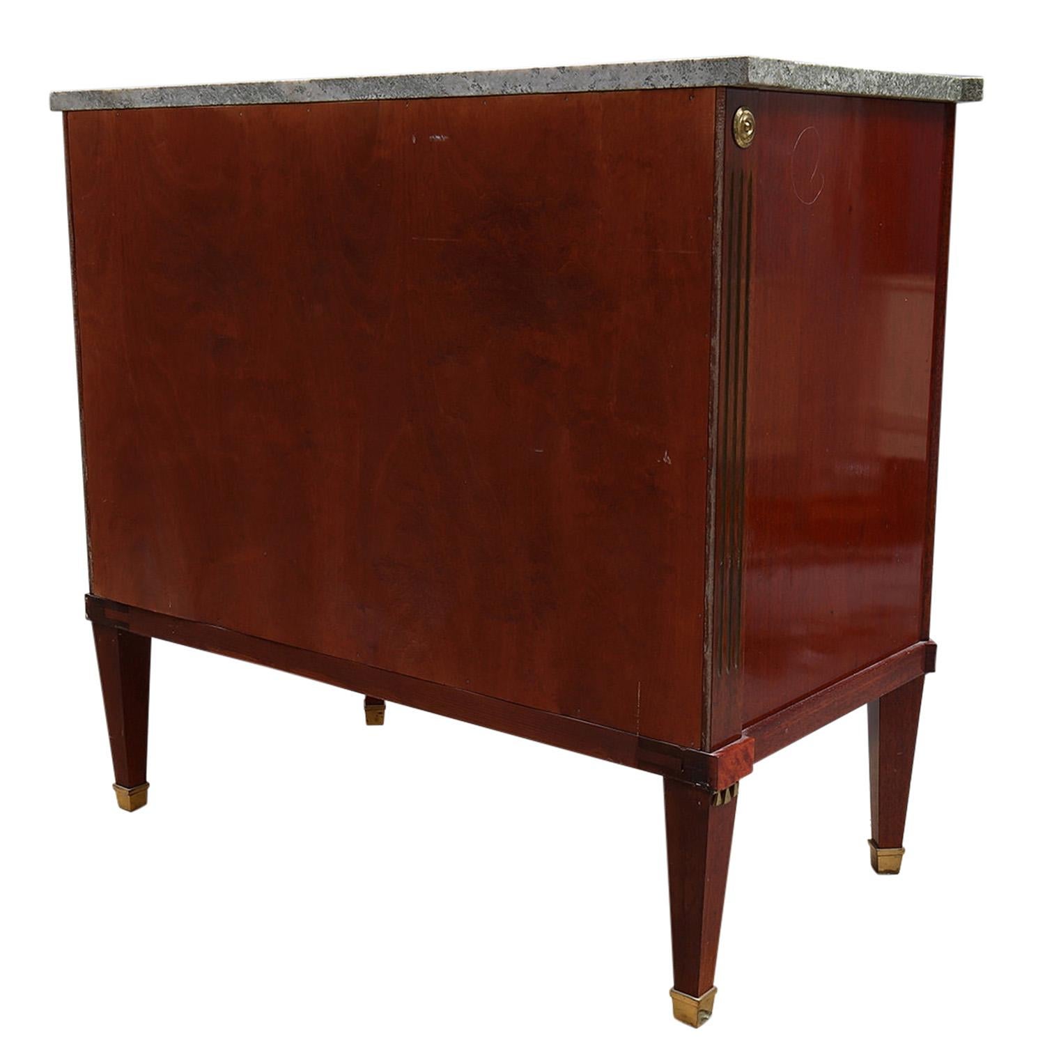 Hand-Carved 19th - 20th Century Swedish Mahogany Chest of Drawers - Antique Stone Cabinet For Sale