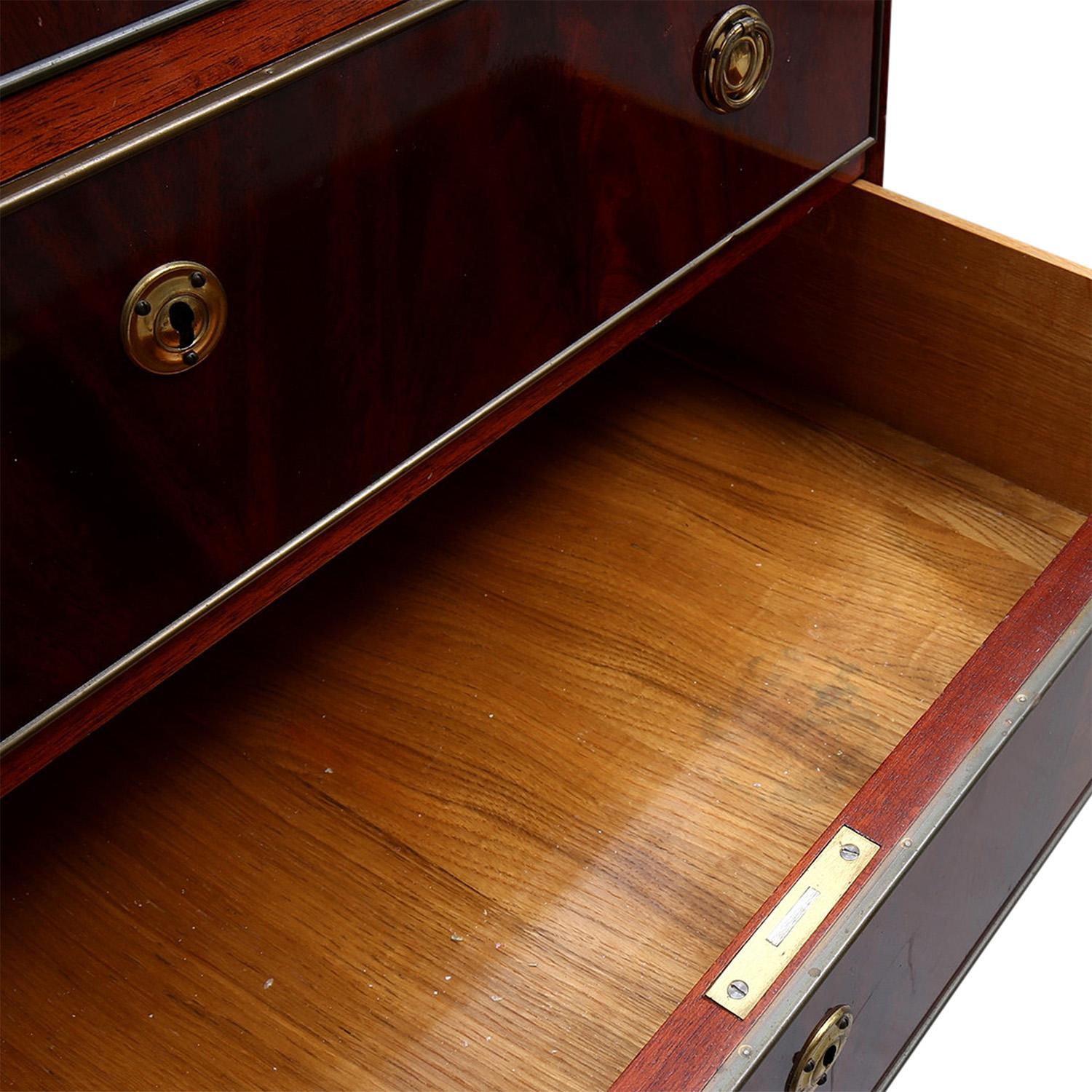 19th - 20th Century Swedish Mahogany Chest of Drawers - Antique Stone Cabinet In Good Condition For Sale In West Palm Beach, FL