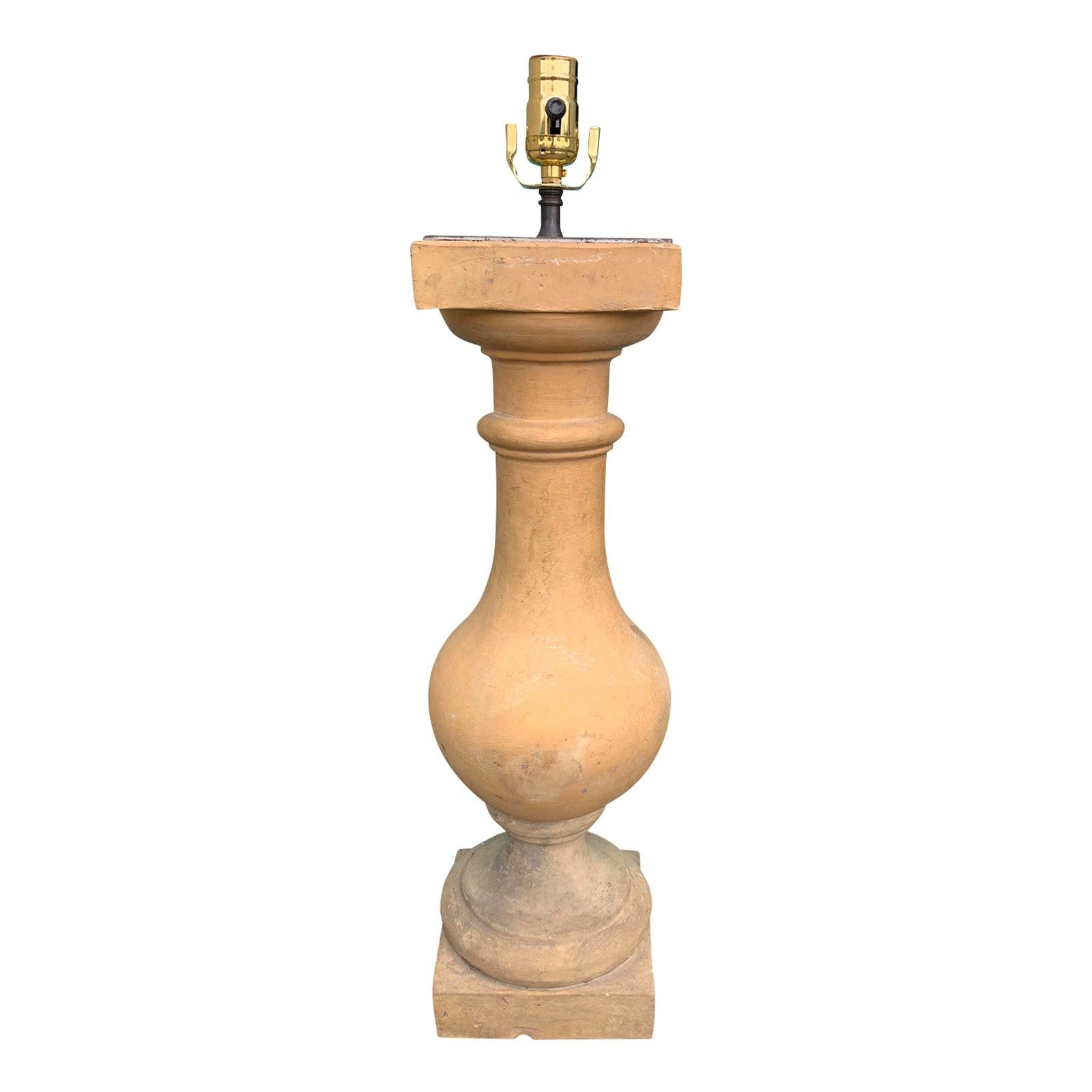 19th-20th Century Terracotta Balustrade Lamp