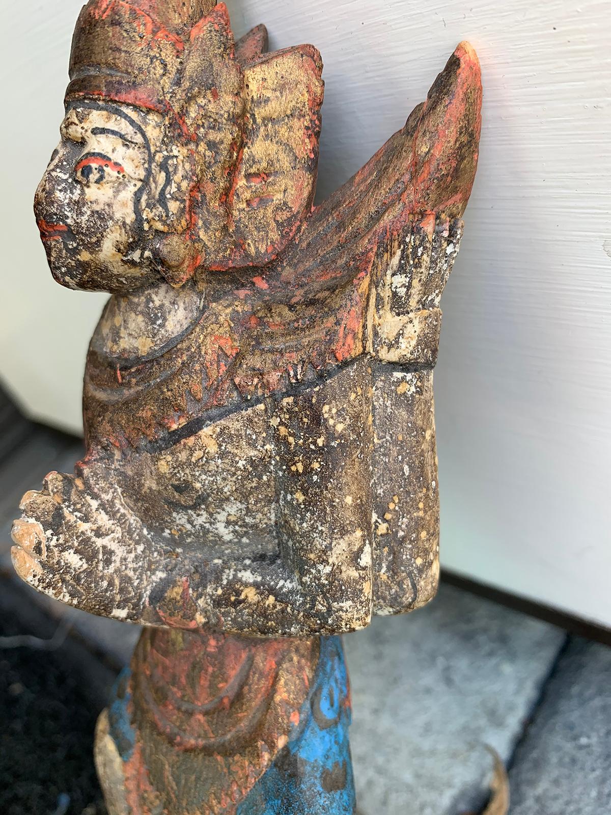 19th-20th Century Thai Carved and Painted Temple Figure For Sale 7