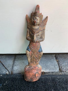 19th-20th Century Thai Carved and Painted Temple Figure