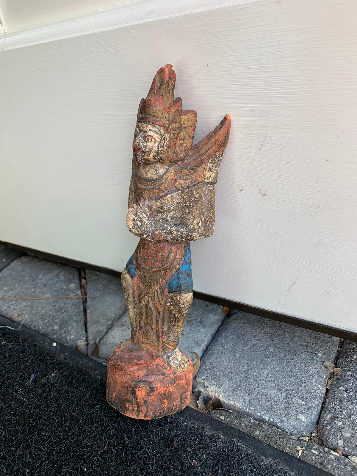 19th-20th Century Thai Carved and Painted Temple Figure In Good Condition For Sale In Atlanta, GA