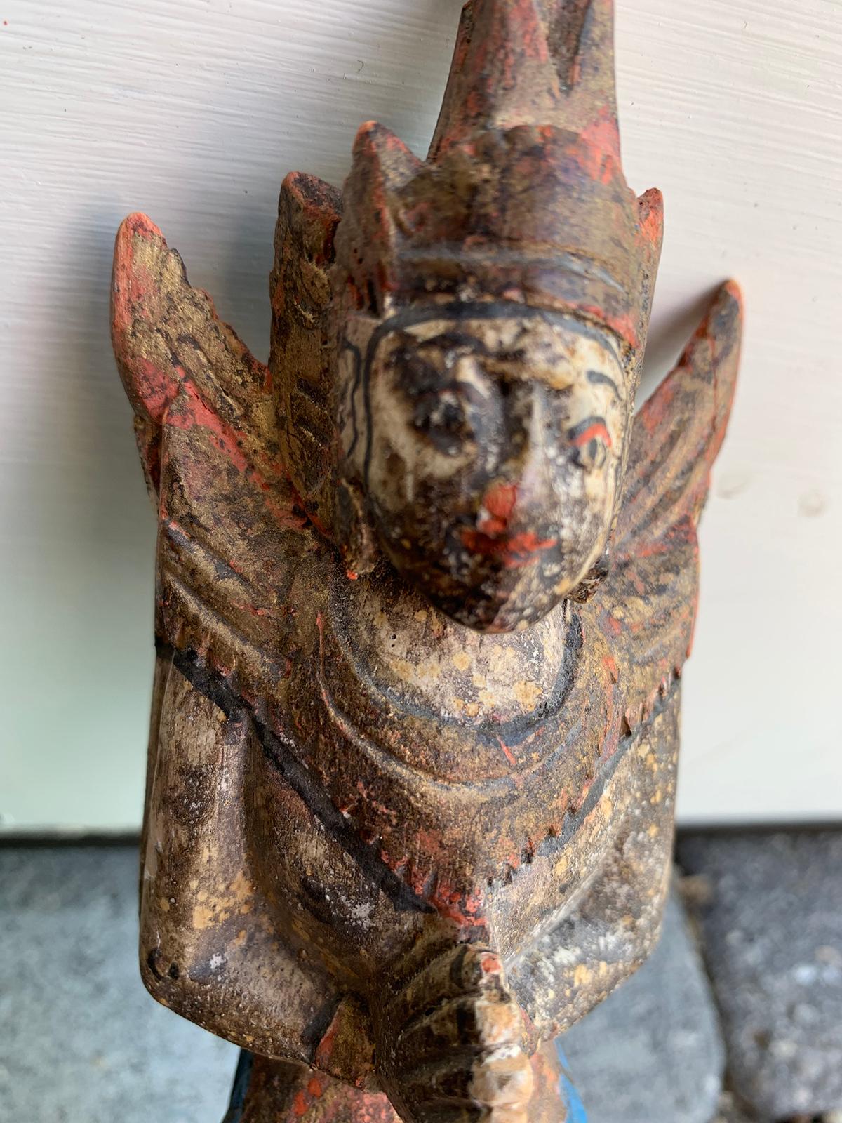 19th-20th Century Thai Carved and Painted Temple Figure For Sale 4