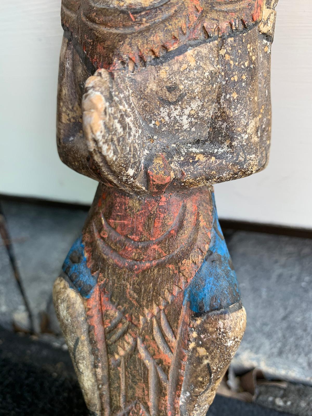 19th-20th Century Thai Carved and Painted Temple Figure For Sale 5