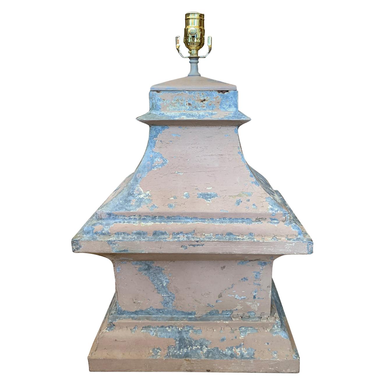 19th-20th Century Tole Architectural Finial as Lamp