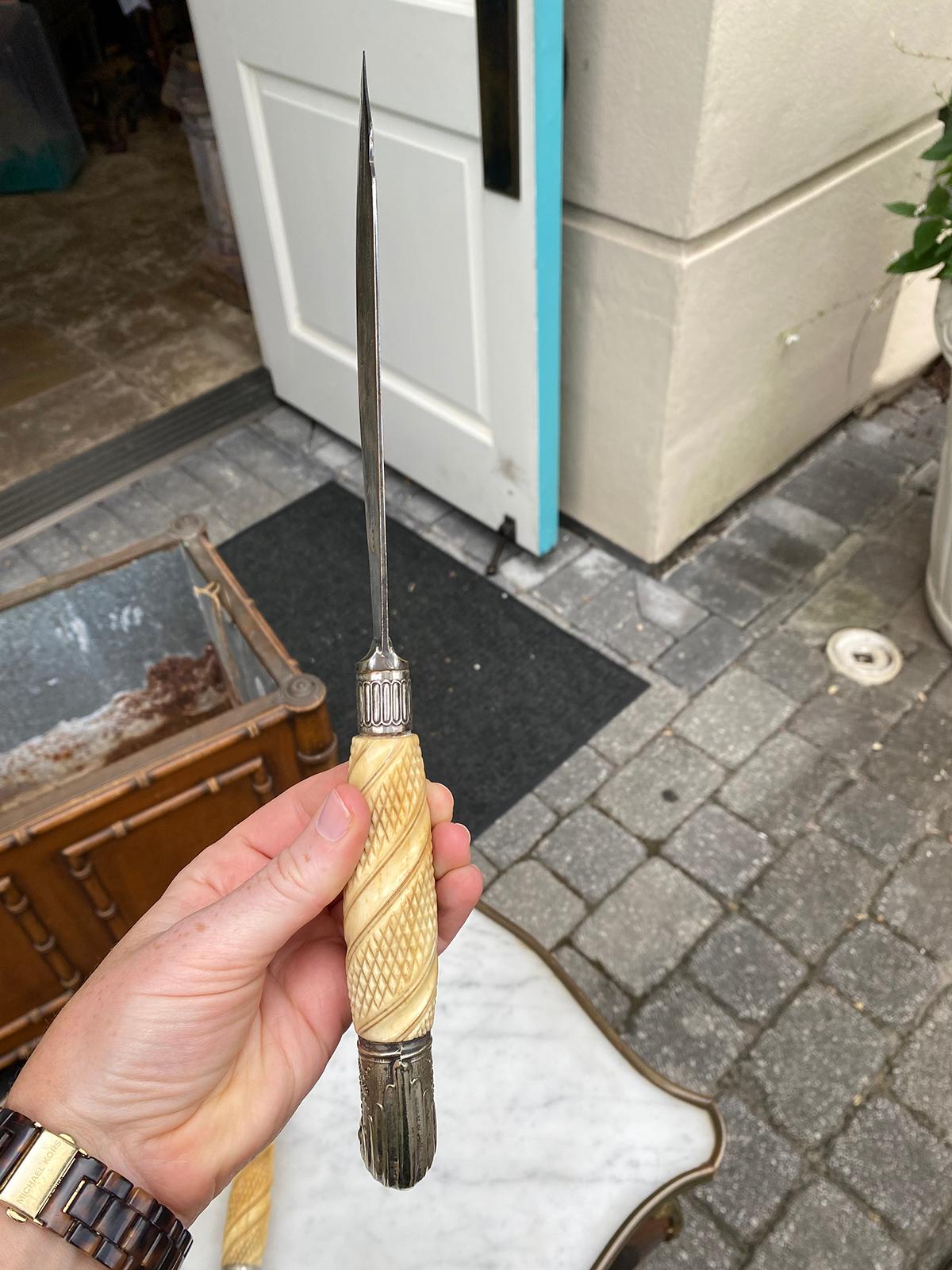19th-20th Century Two Piece English Carving Set, Marked EPS For Sale 1