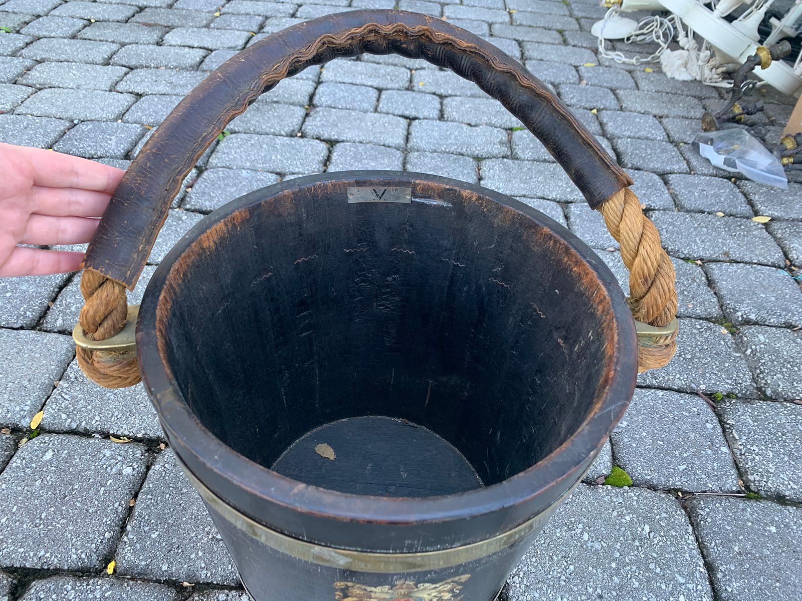 wooden bucket with rope handle