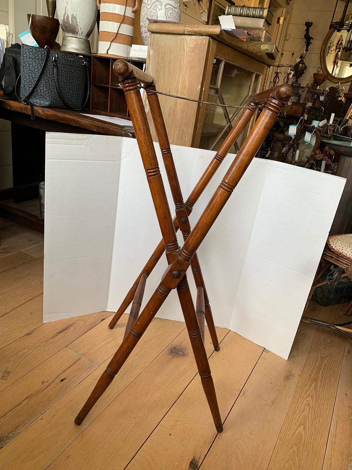 19th Century 19th-20th Century Wooden Folding Tray Stand For Sale