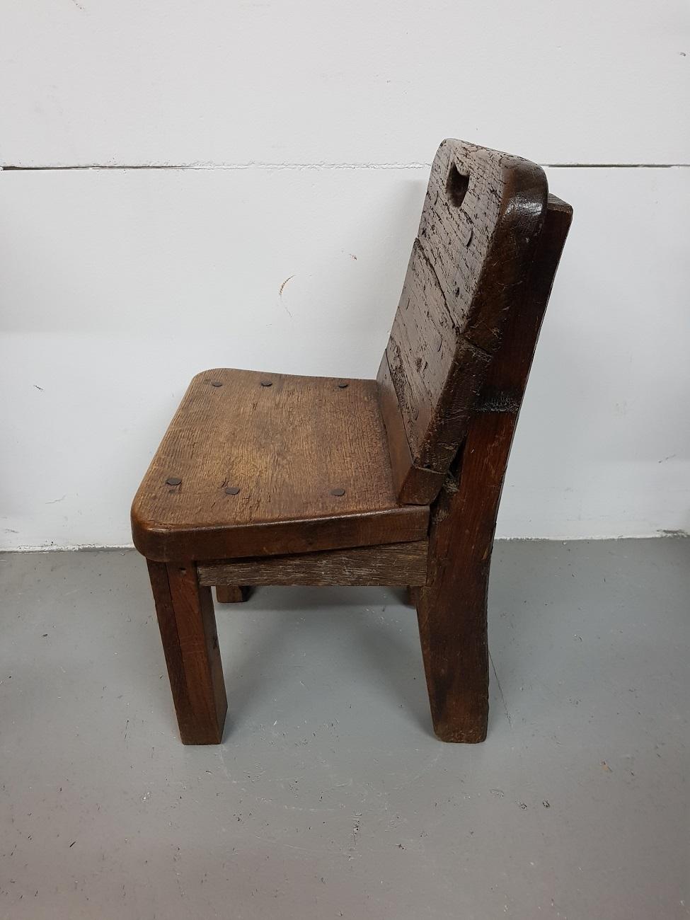 Hand-Crafted 19th-20th Century Wooden Rural Farmers Children Chair