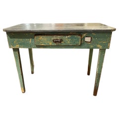 19th/20th Century Zinc Top Flower or Garden Table in Green Paint