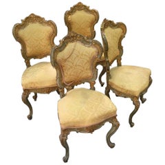 19th a Fine Set of 4 Italian Chairs