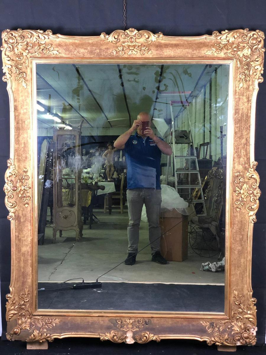 Wood 19th Century a Monumental Antique Italian Mirror
