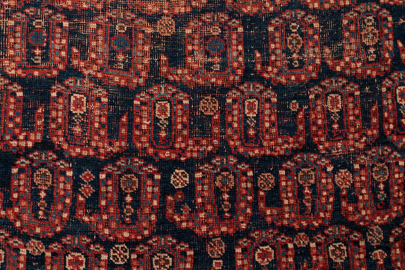 Afshar -  Southern Persia

You will be fascinated by this highly sophisticated rug, woven some 150 years ago by the Persian Afshar nomads. Featuring a repeating design and precise detailing, this large Afshar has a surprising level of sharpness and