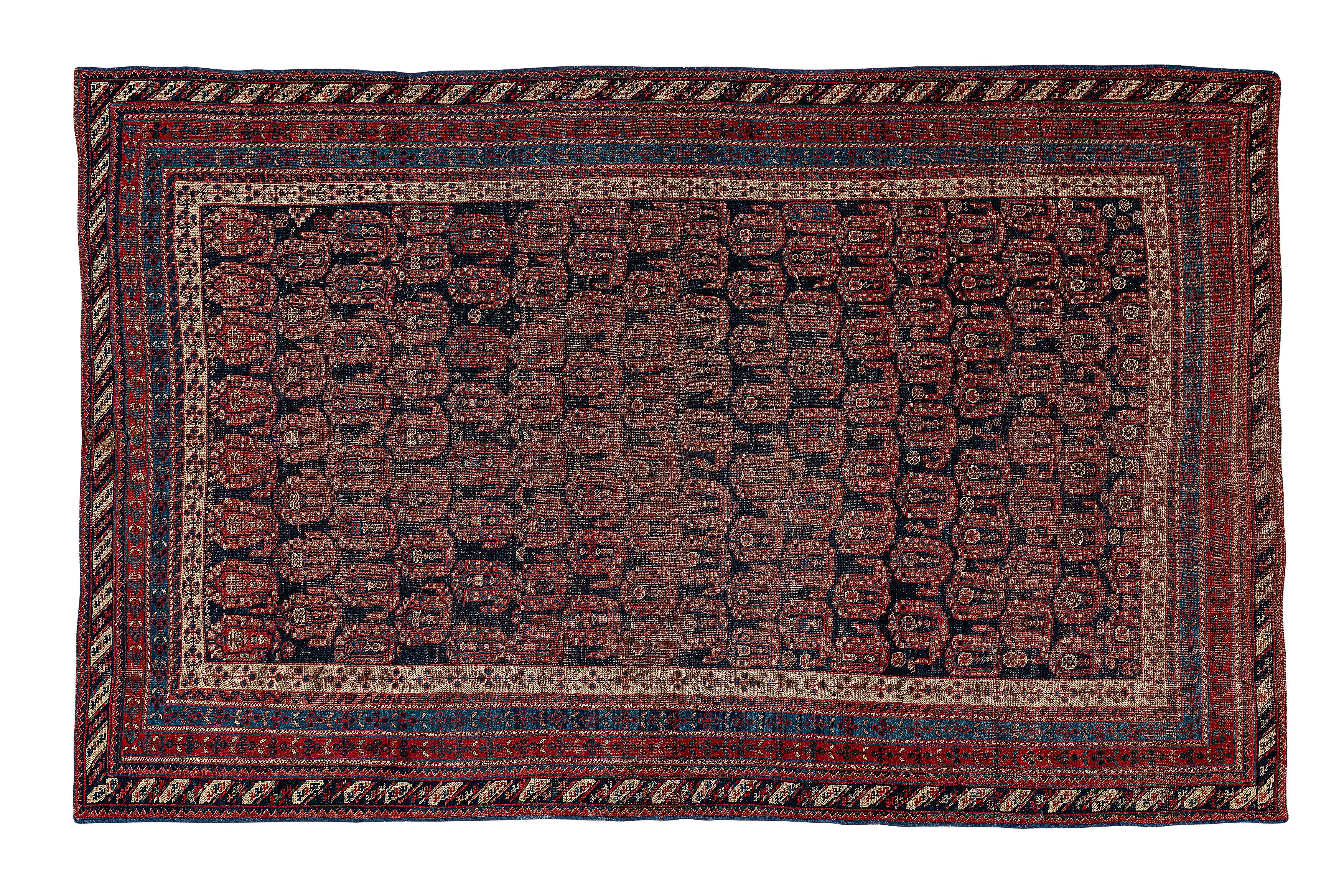 Hand-Knotted 19th Afshar Antique Rug For Sale