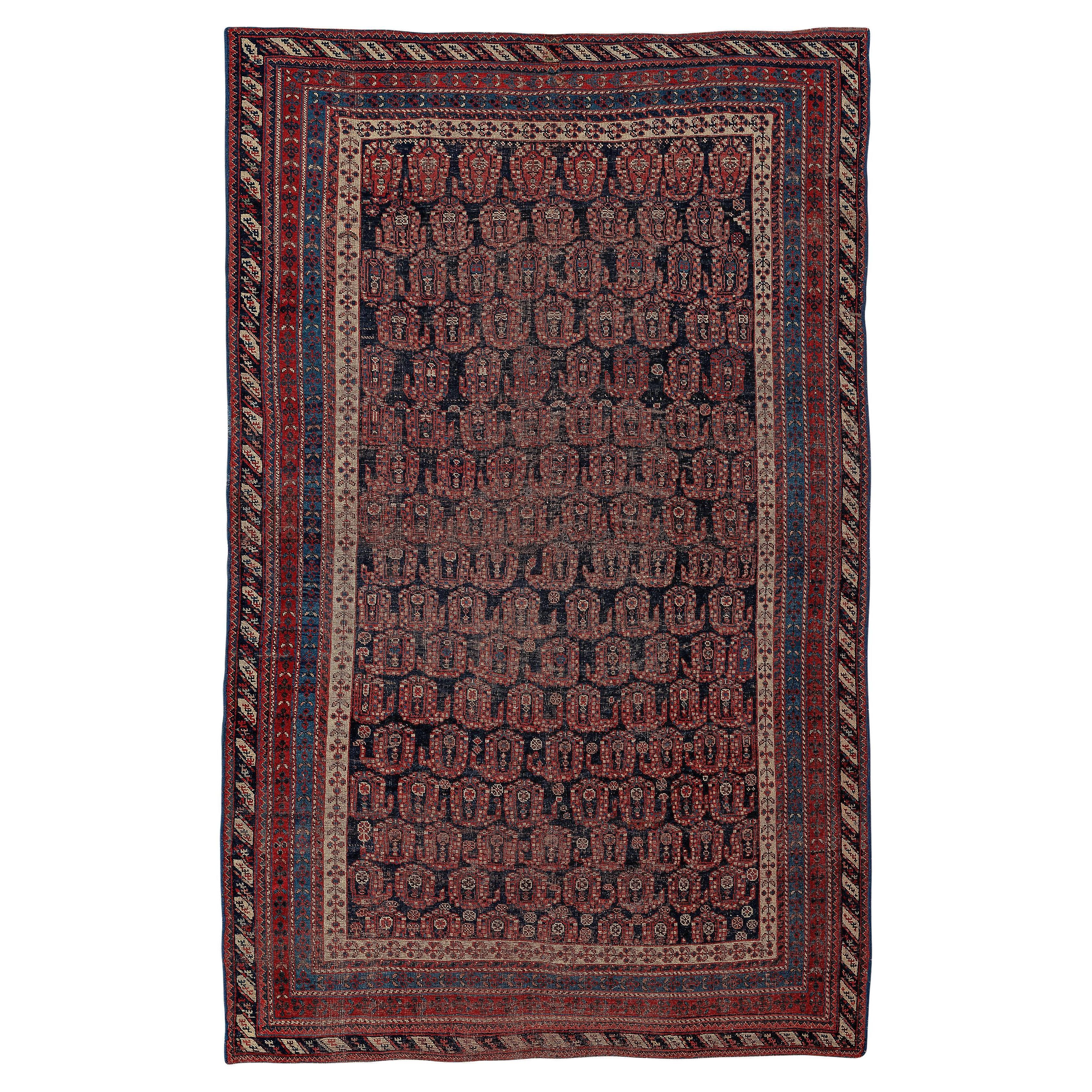 19th Antique Afshar Rug For Sale