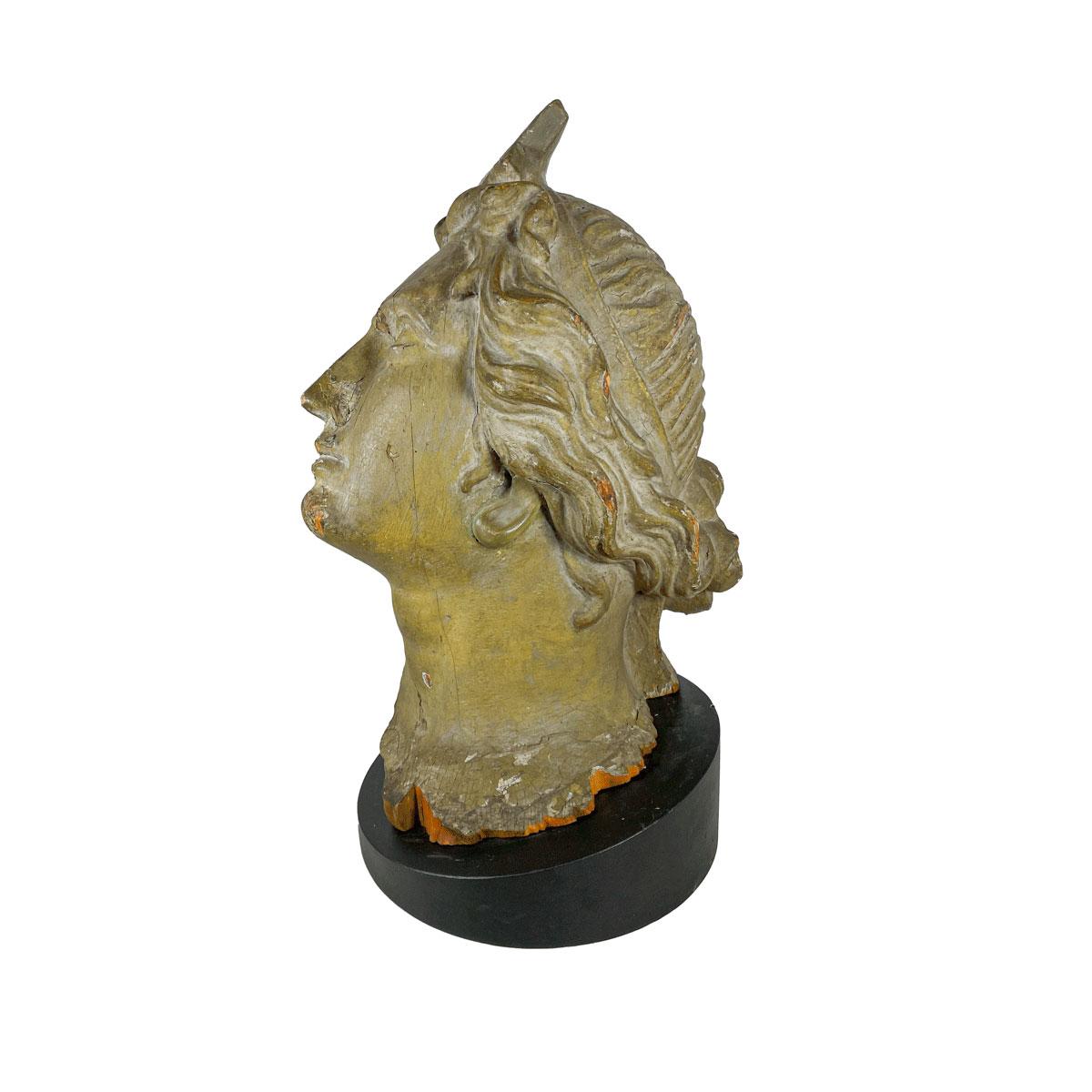 Folk Art 19th American Carving in the Form of Lady Liberty's Head