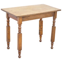 19th American Colonial Walnut Maple Small Desk Side Table with Turn Carved  Legs at 1stDibs | colonial end tables, small maple table, small maple desk