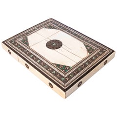 Porte-cartes ou étui à cigarettes anglo-indien du 19e siècle en nacre et Wood Wood