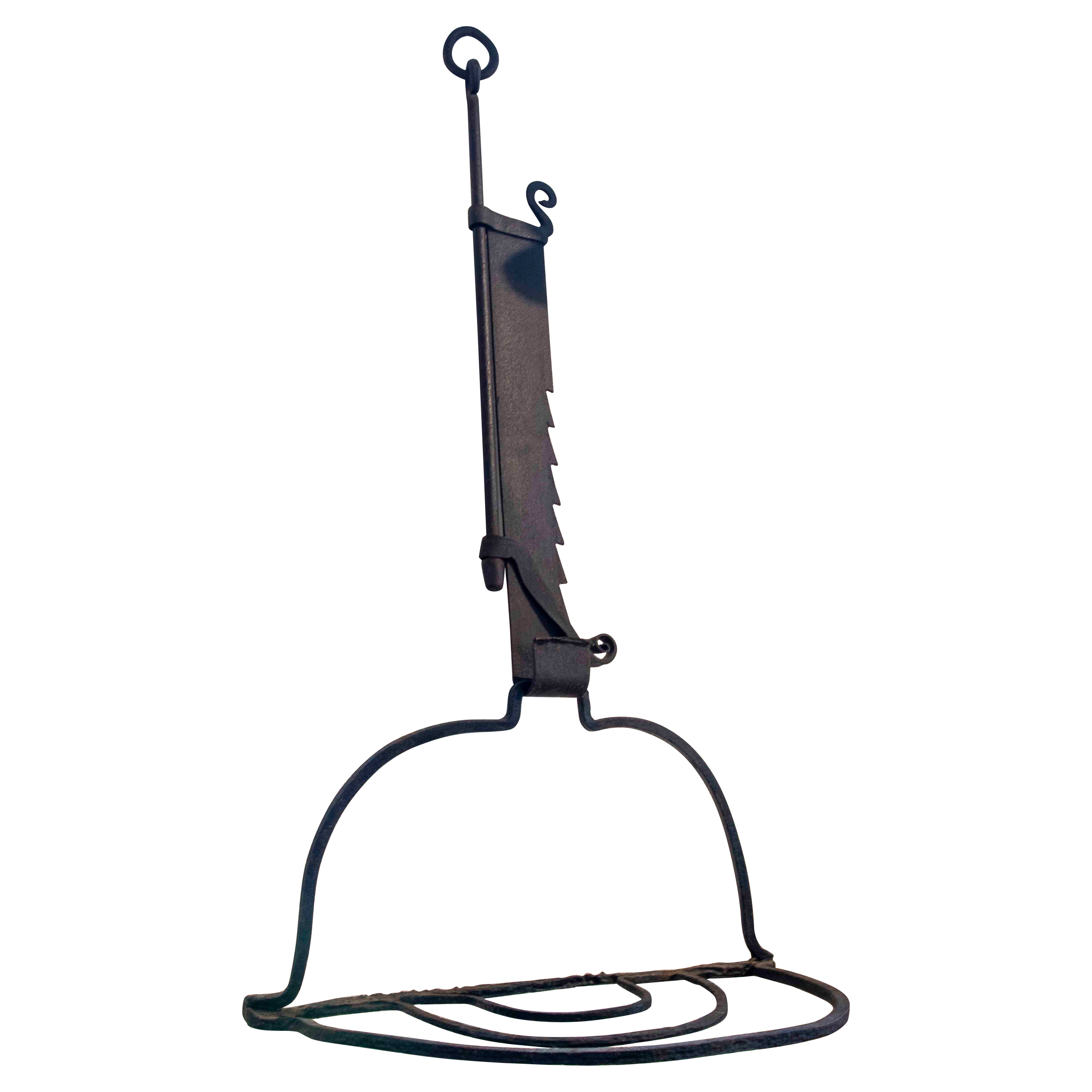 Appendino regolabile in ferro battuto del 19° secolo, Francia.