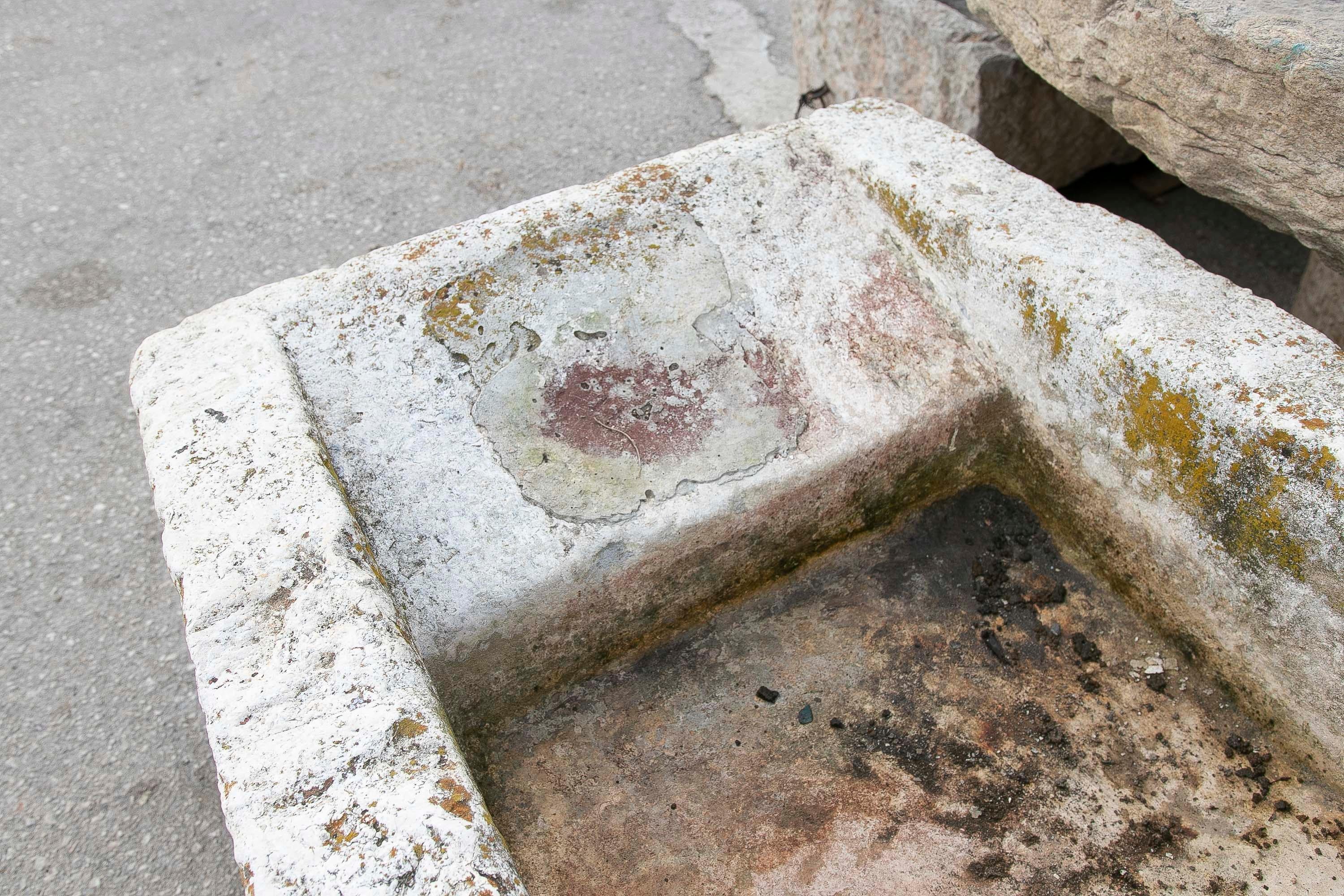 19th Antique Carved Stone Laundry Sink with Natural Patina For Sale 9