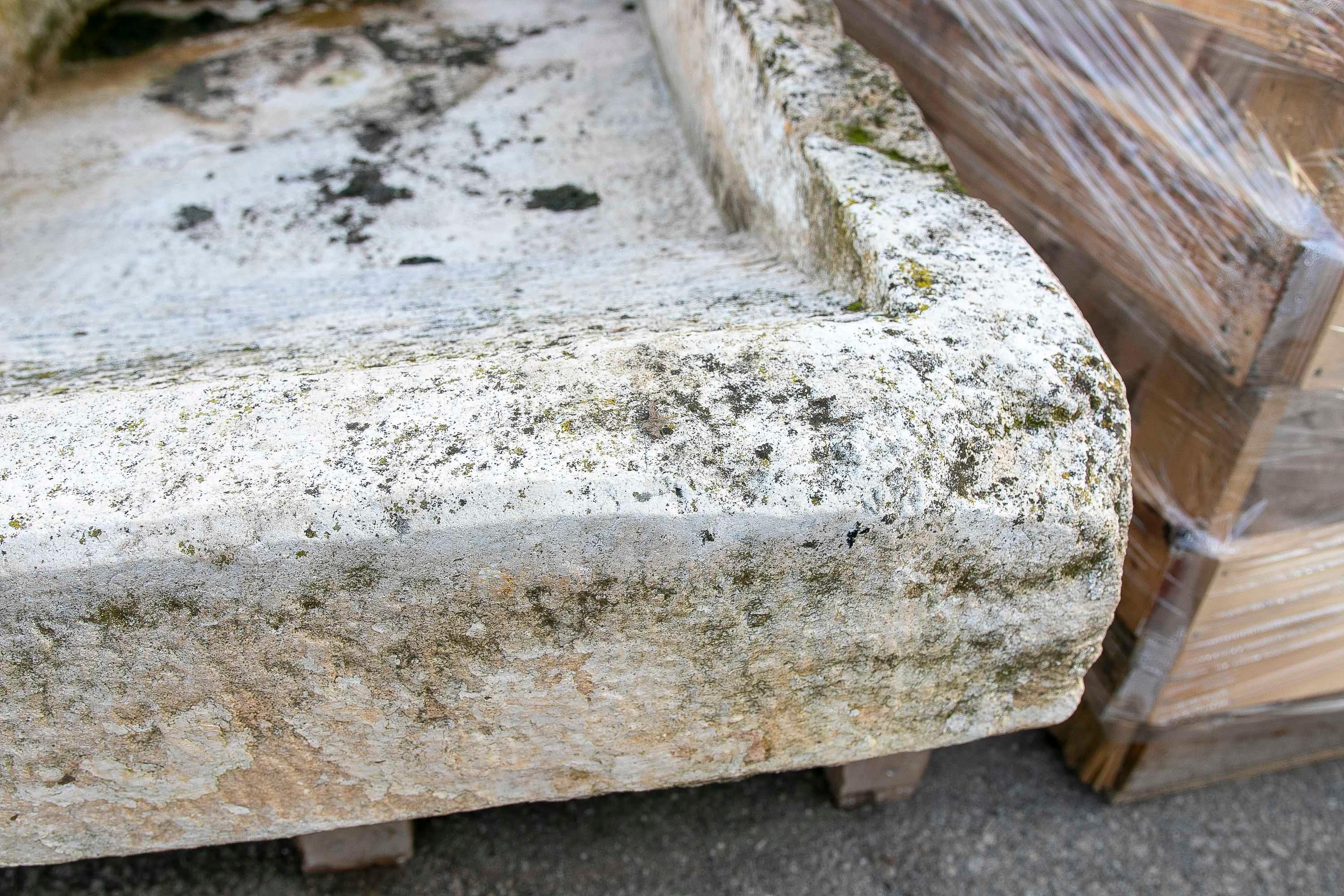 19th Antique Carved Stone Washing Basin for Garden or Decorative Fountain For Sale 4