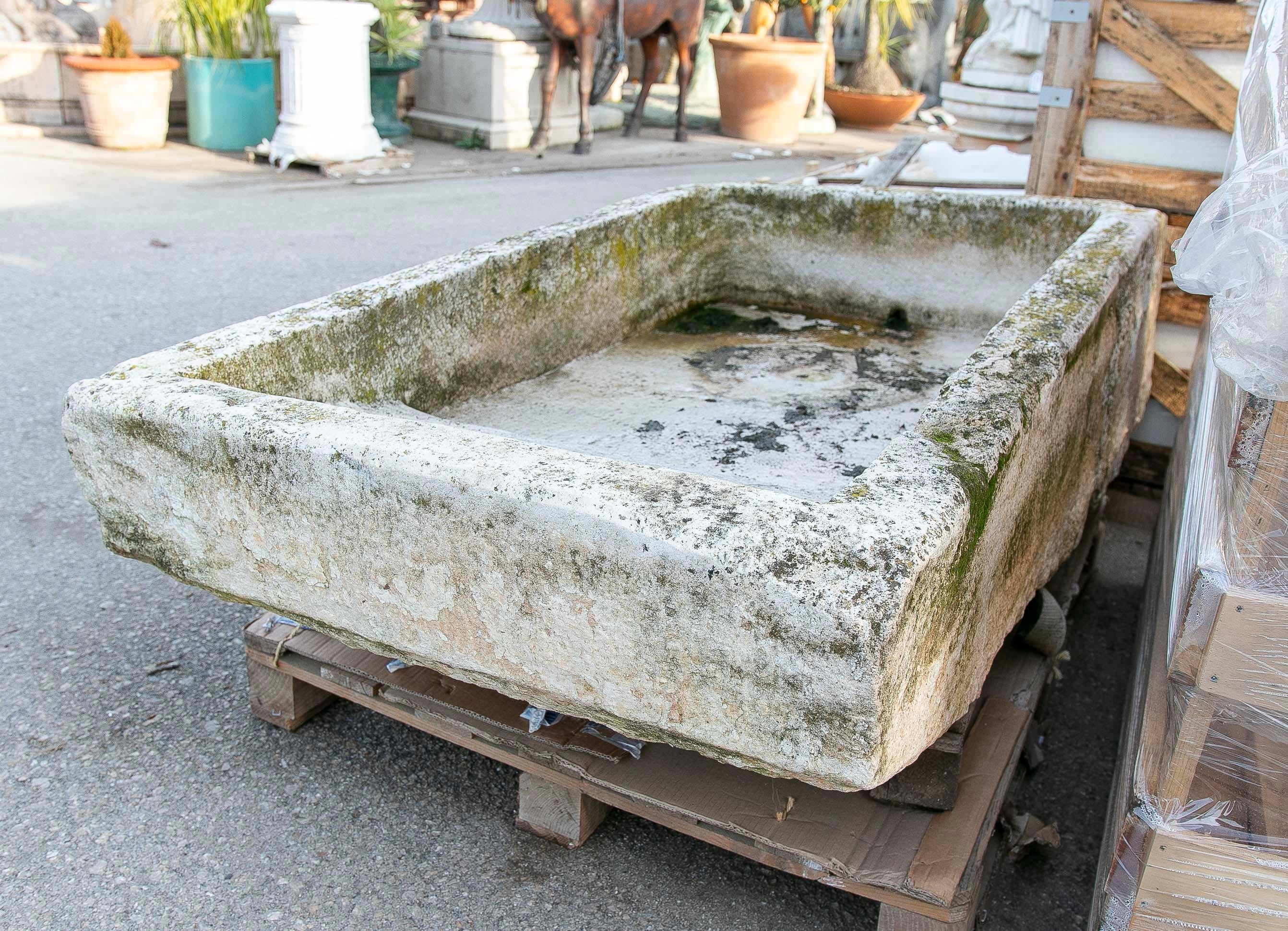 19th Antique Carved Stone Washing Basin for Garden or Decorative Fountain For Sale 10