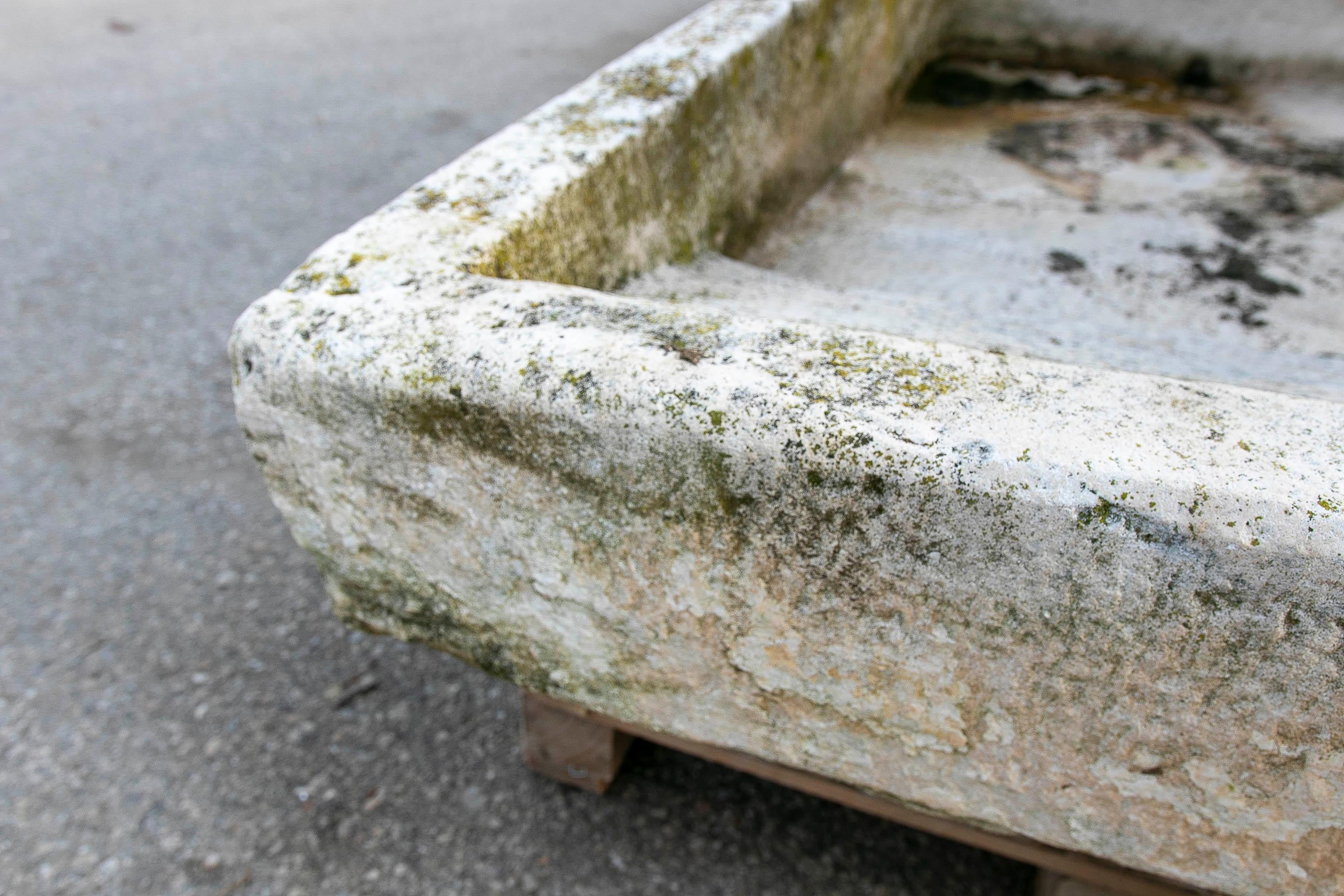 19th Antique Carved Stone Washing Basin for Garden or Decorative Fountain For Sale 2