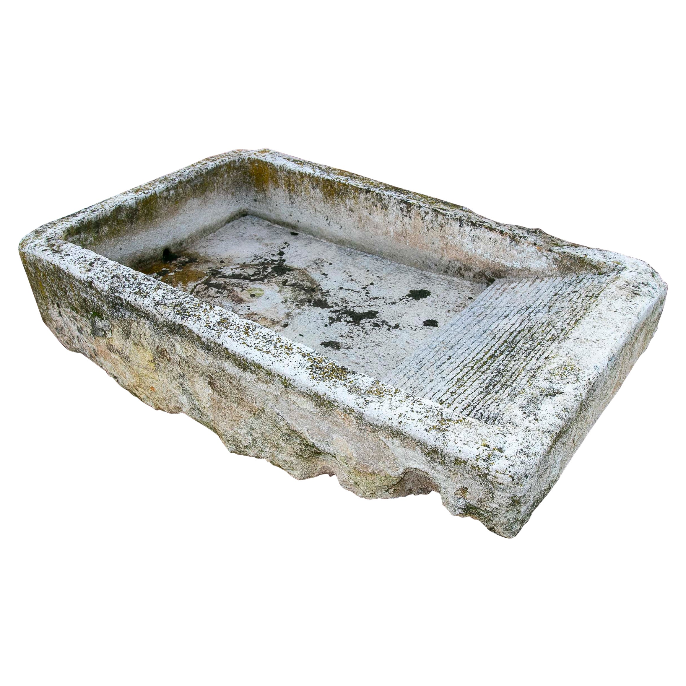 19th Antique Carved Stone Washing Basin for Garden or Decorative Fountain