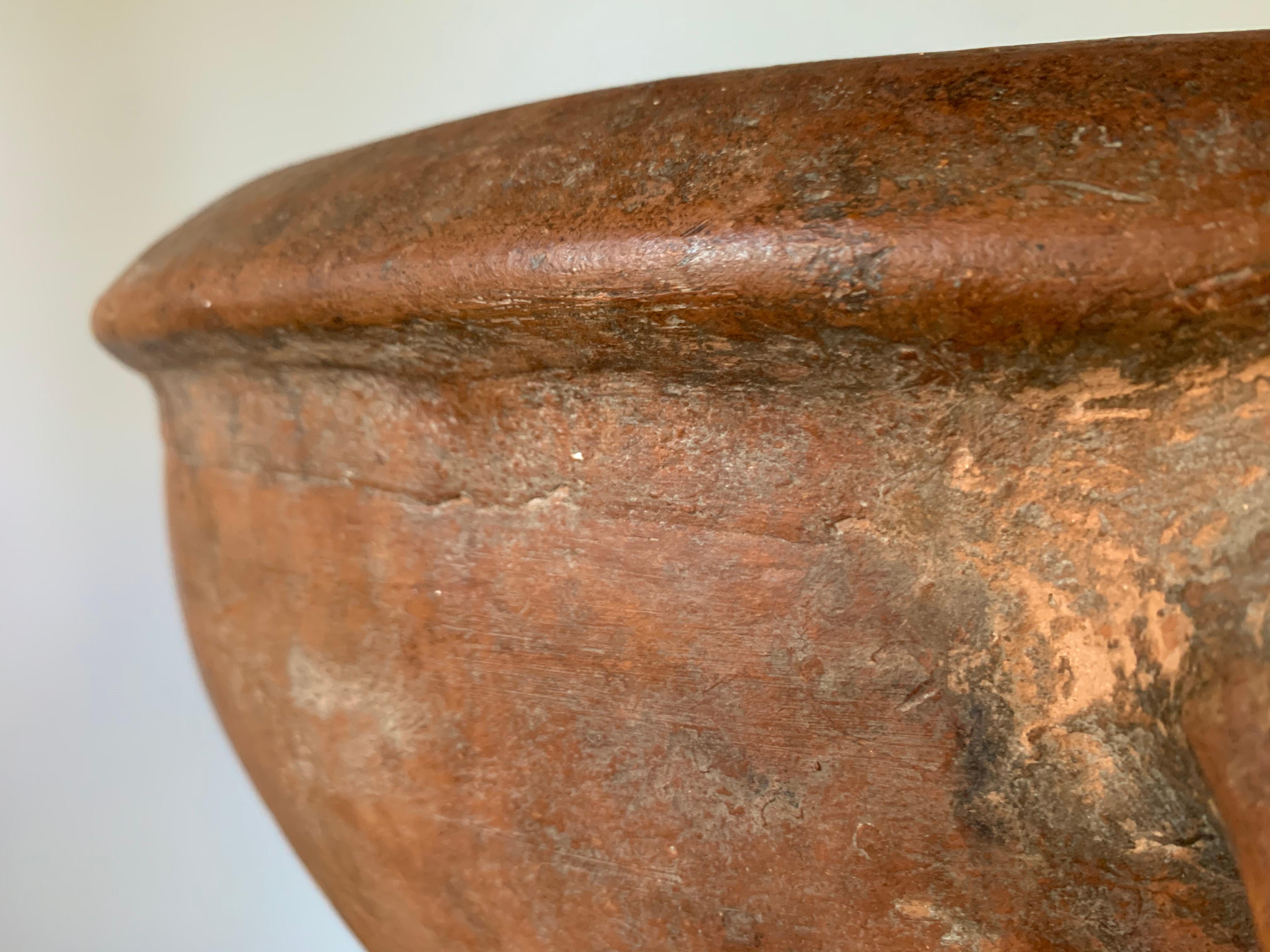Hand-Carved 19th Antique Large Scale Terracotta Pot, Spain For Sale