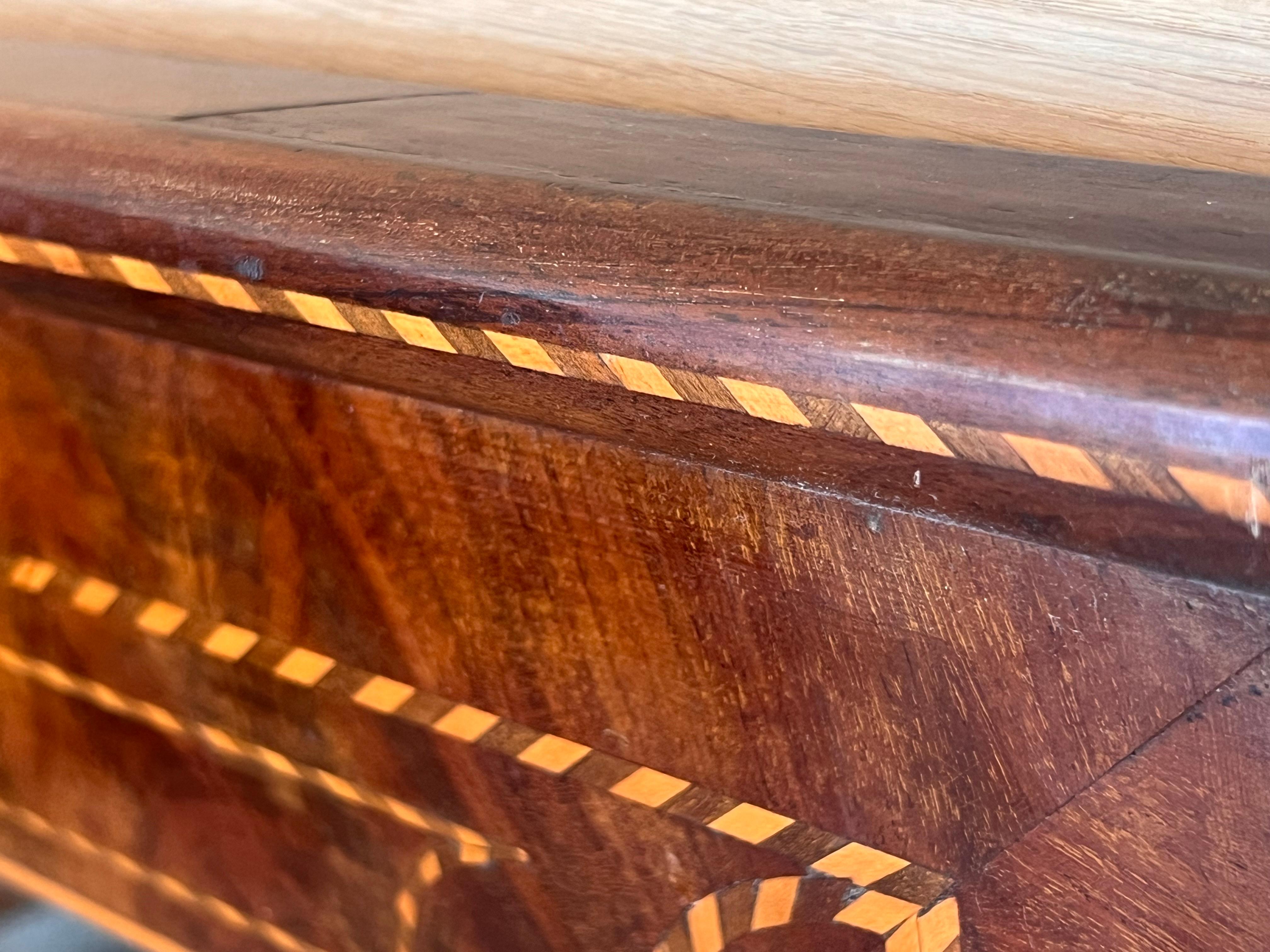 19th Antique Marquetry Inlaid Mahogany Mirror For Sale 1