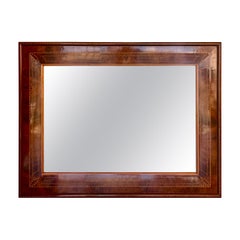 Antique Mirror en acajou incrusté de marqueterie du 19ème siècle
