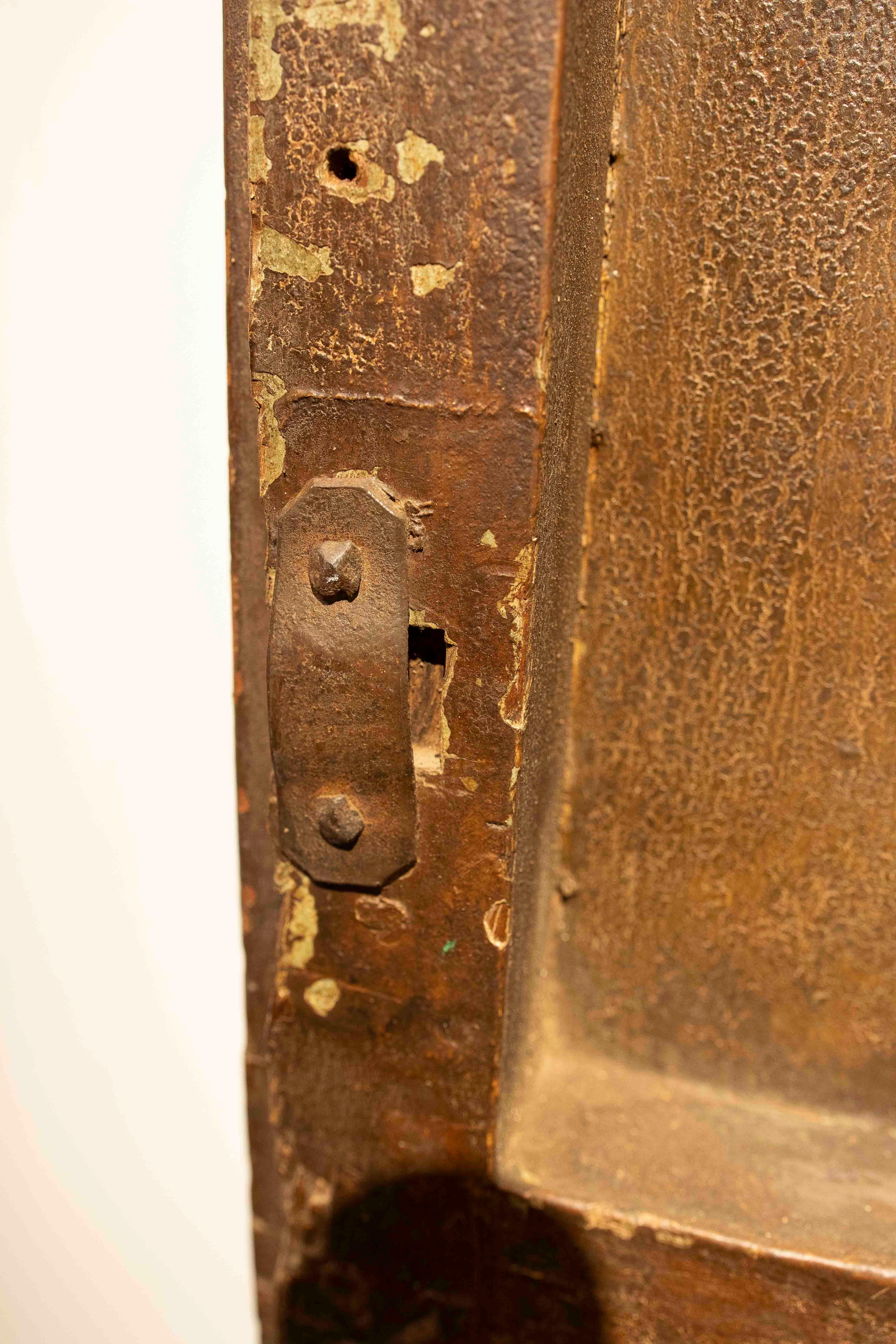 18th Antique Wooden Door Carved with Floral Motifs and Curvilinear Geometry For Sale 15