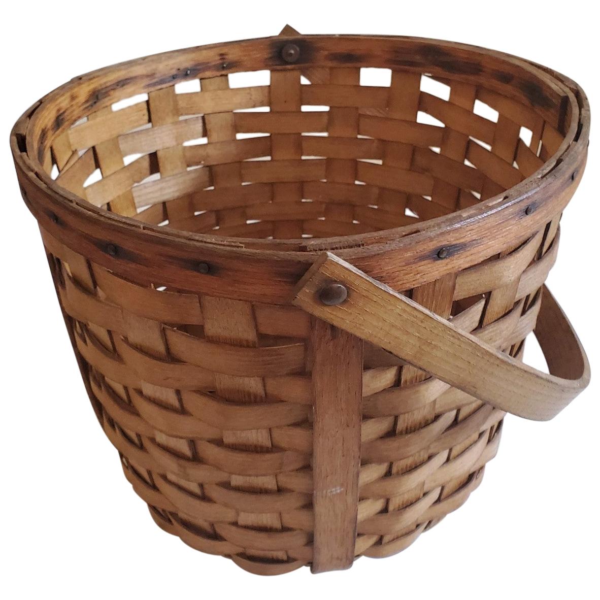 19th Century Apple Basket with Swing Handle